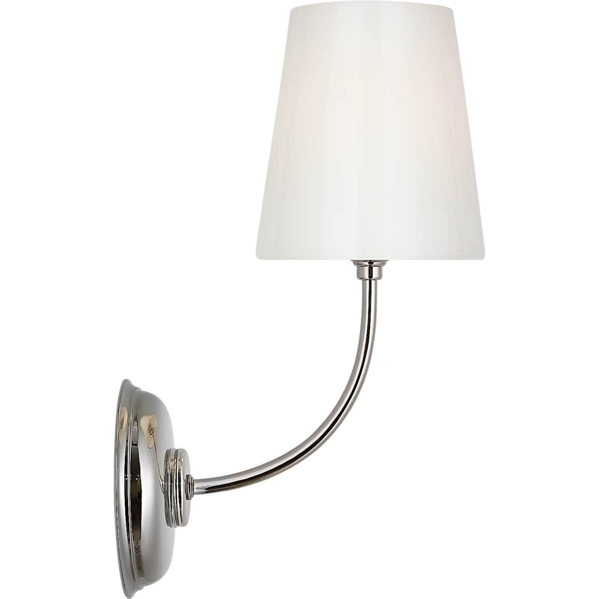 Thomas O'Brien Vendome Single Sconce in Polished Nickel with White Glass W5.5" x H14.5" x E8.5"