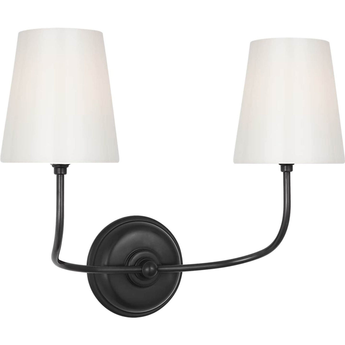 Thomas O'Brien Vendome Double Sconce in Bronze with White Glass W17.75" x H14.75" x E8.5"