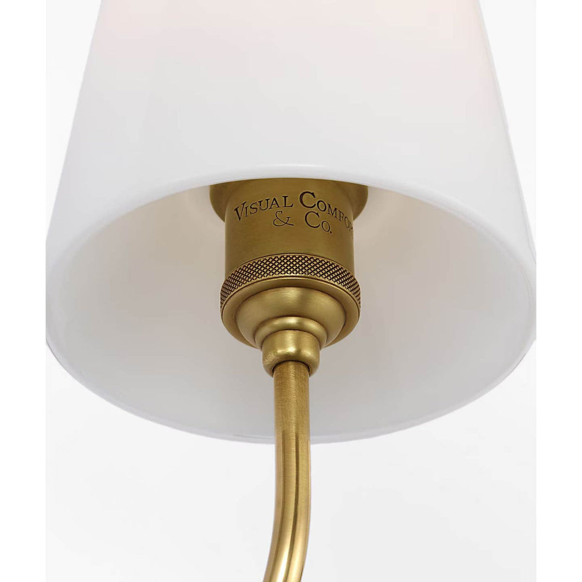 Thomas O'Brien Vendome Double Sconce in Hand-Rubbed Antique Brass with White Glass W17.75" x H14.75" x E8.5"