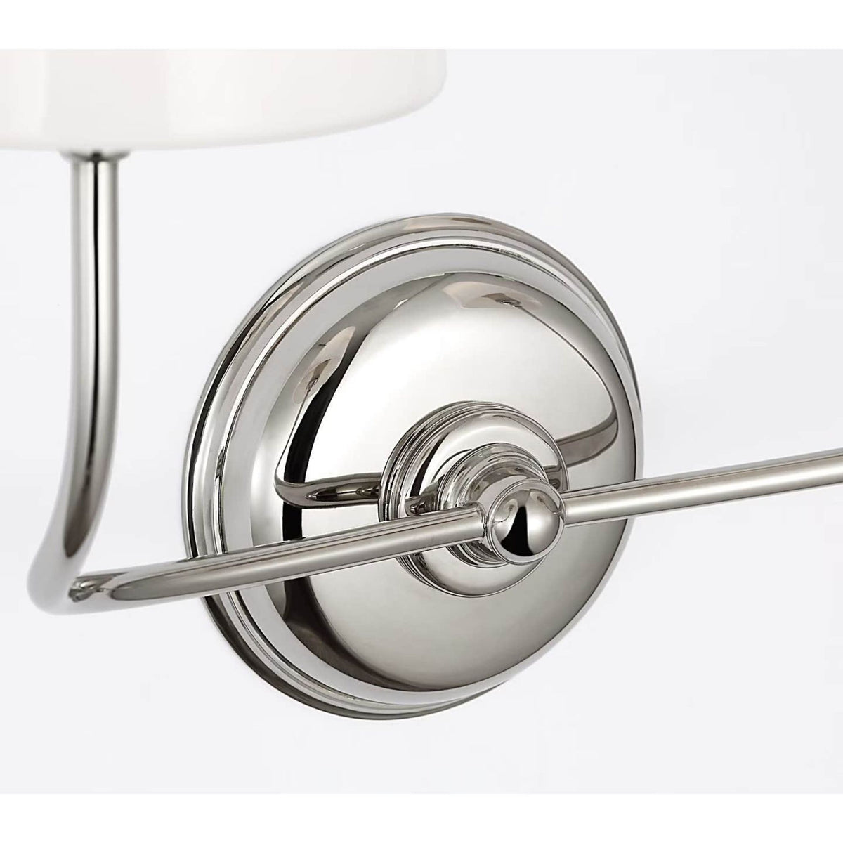 Thomas O'Brien Vendome Double Sconce in Polished Nickel with White Glass W17.75" x H14.75" x E8.5"