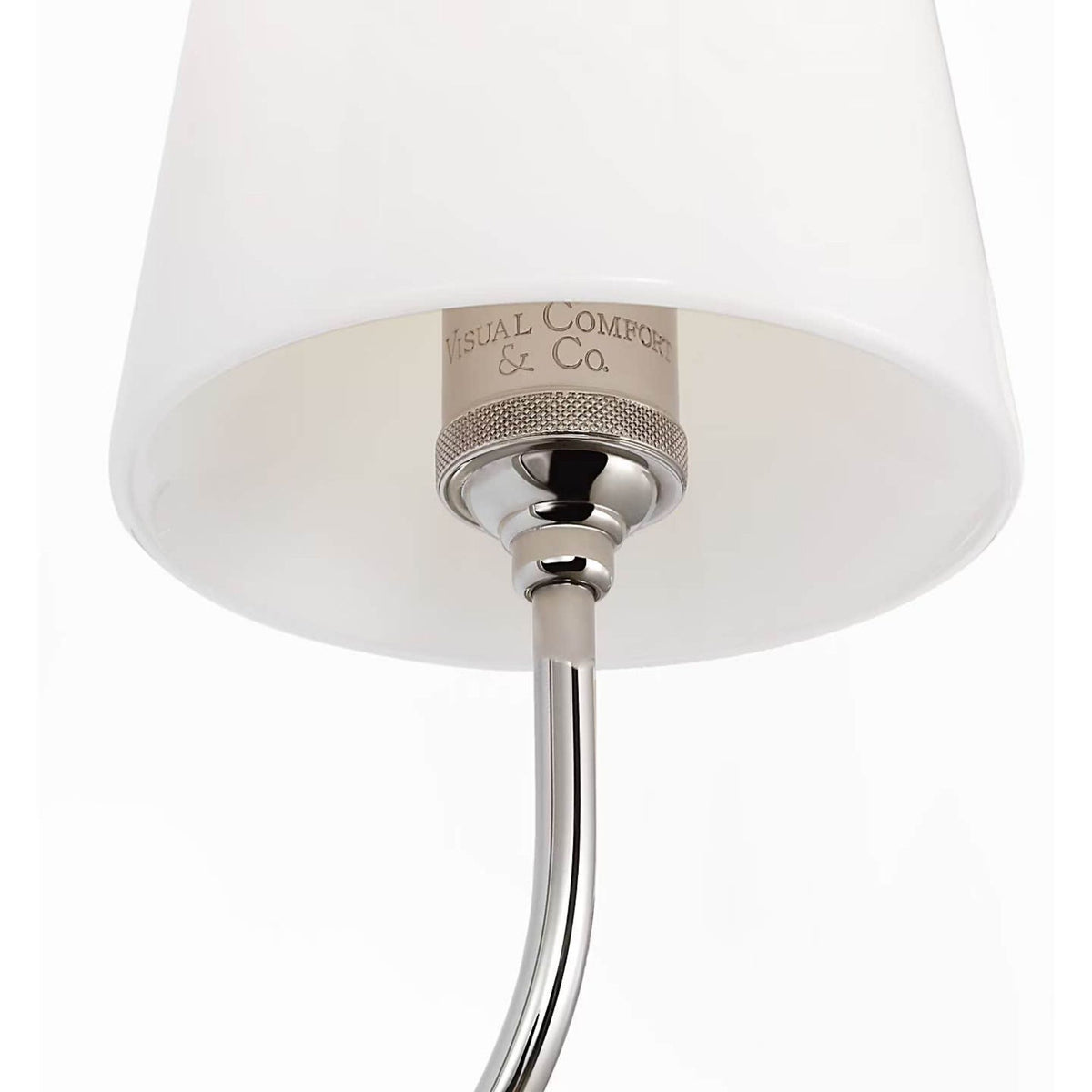 Thomas O'Brien Vendome Double Sconce in Polished Nickel with White Glass W17.75" x H14.75" x E8.5"