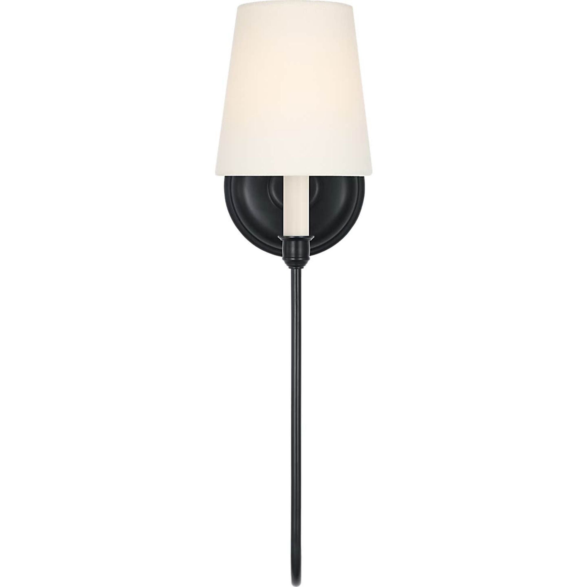 Thomas O'Brien Vendome 21" Deep Arm Sconce in Bronze with Linen Shade W5.5" x H20.75" x E9.75"