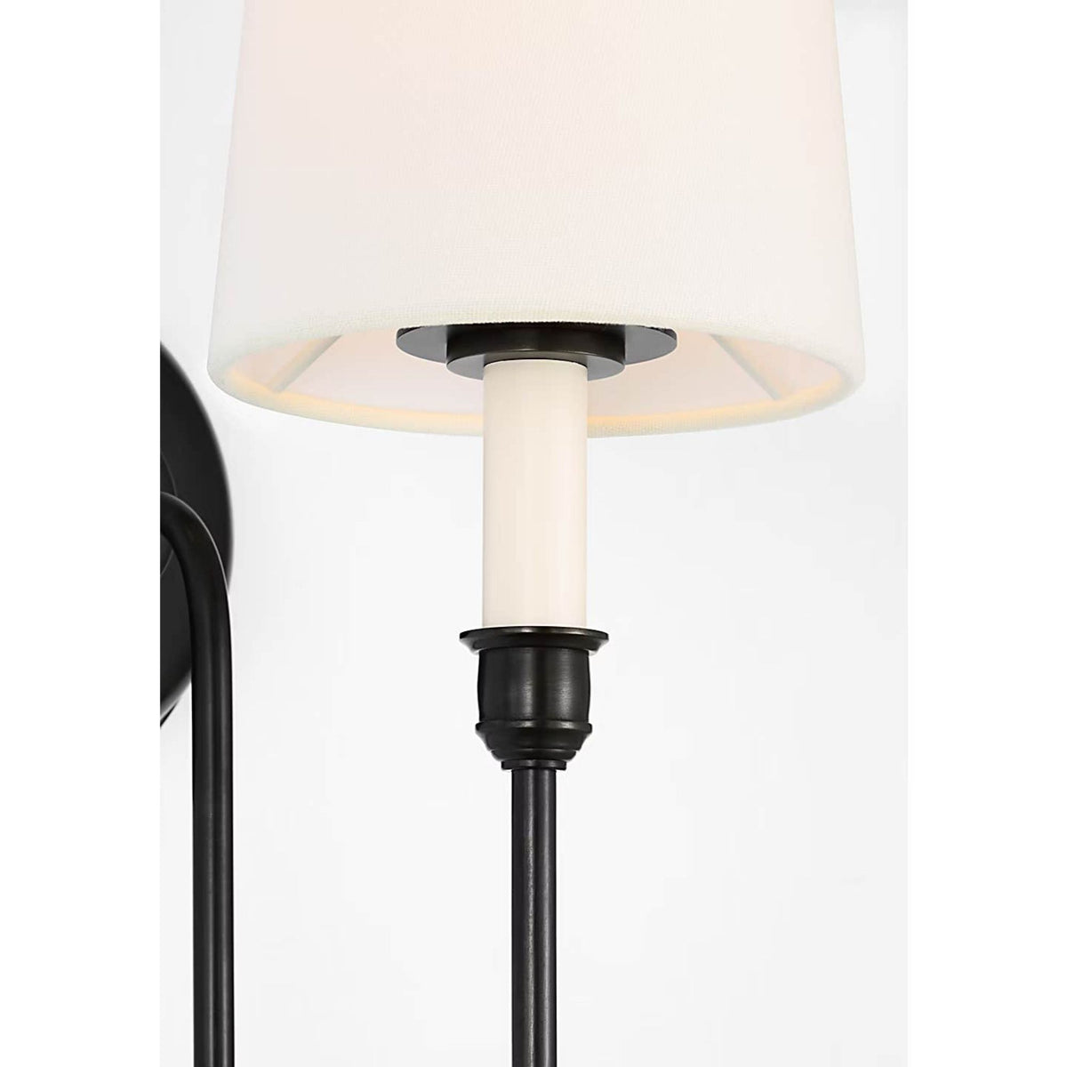 Thomas O'Brien Vendome 21" Deep Arm Cordless Sconce in Bronze with Linen Shade W5.5" x H21" x E9.75"