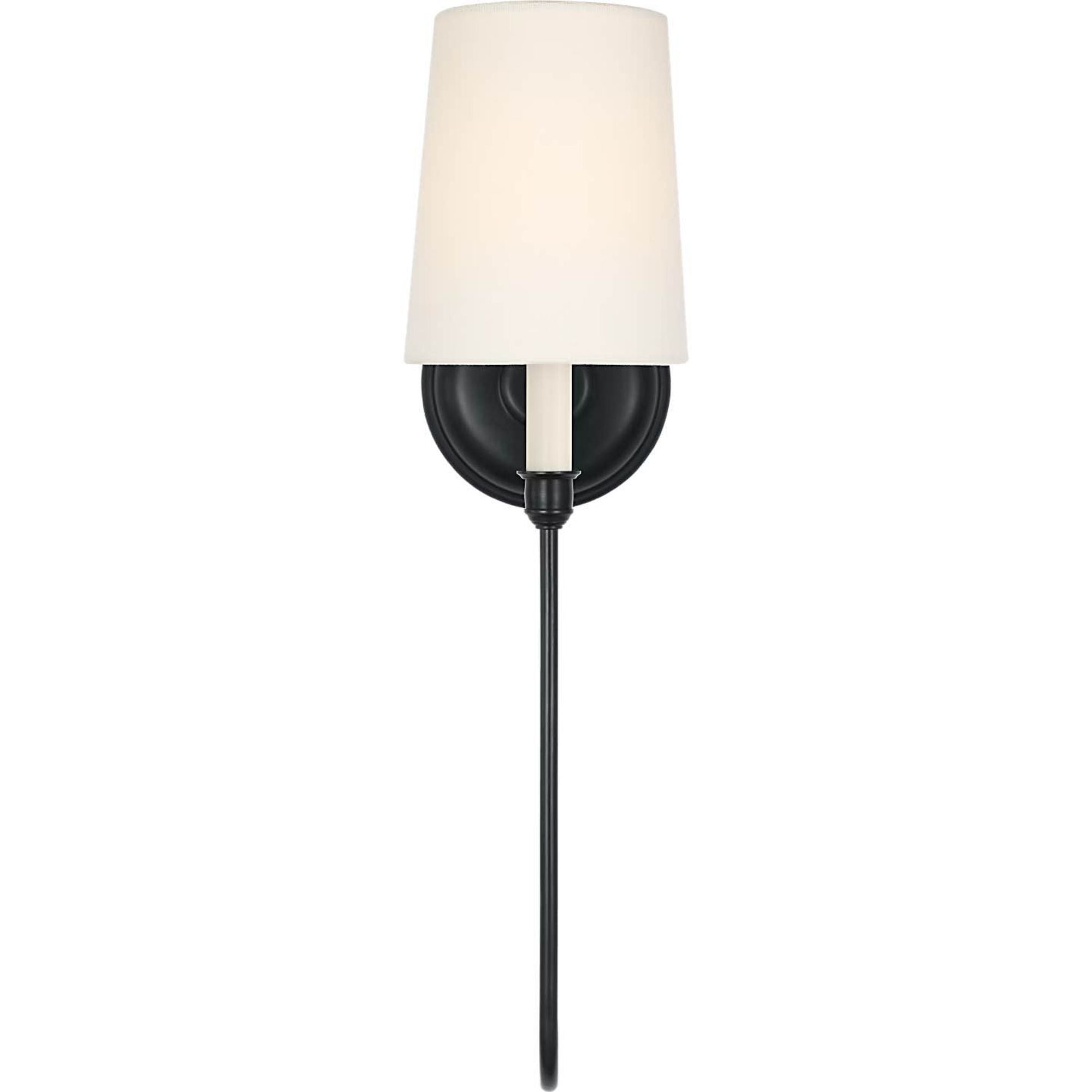 Thomas O'Brien Vendome 21" Deep Arm Cordless Sconce in Bronze with Linen Shade W5.5" x H21" x E9.75"