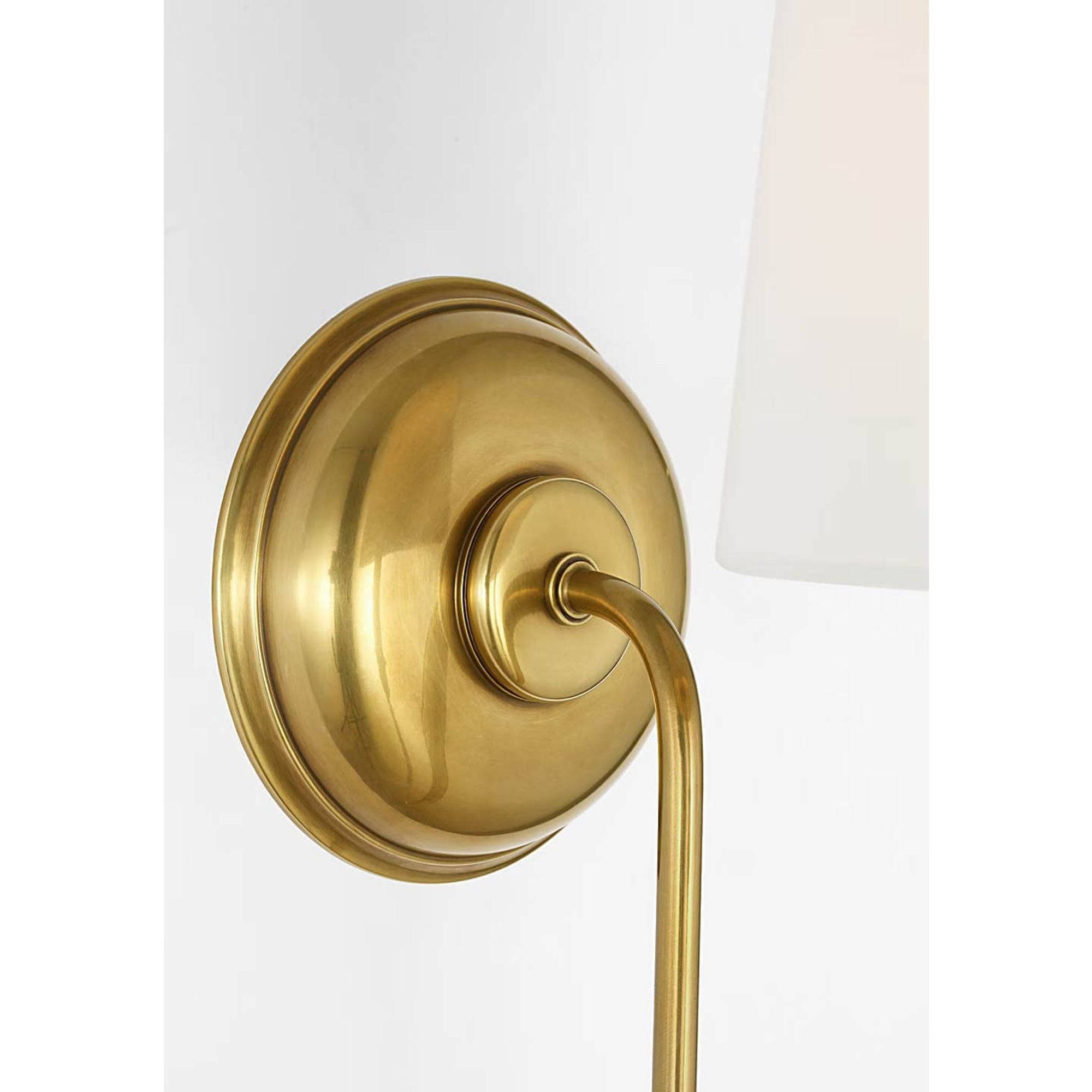 Thomas O'Brien Vendome 21" Deep Arm Cordless Sconce in Hand-Rubbed Antique Brass with Linen Shade W5.5" x H21" x E9.75"