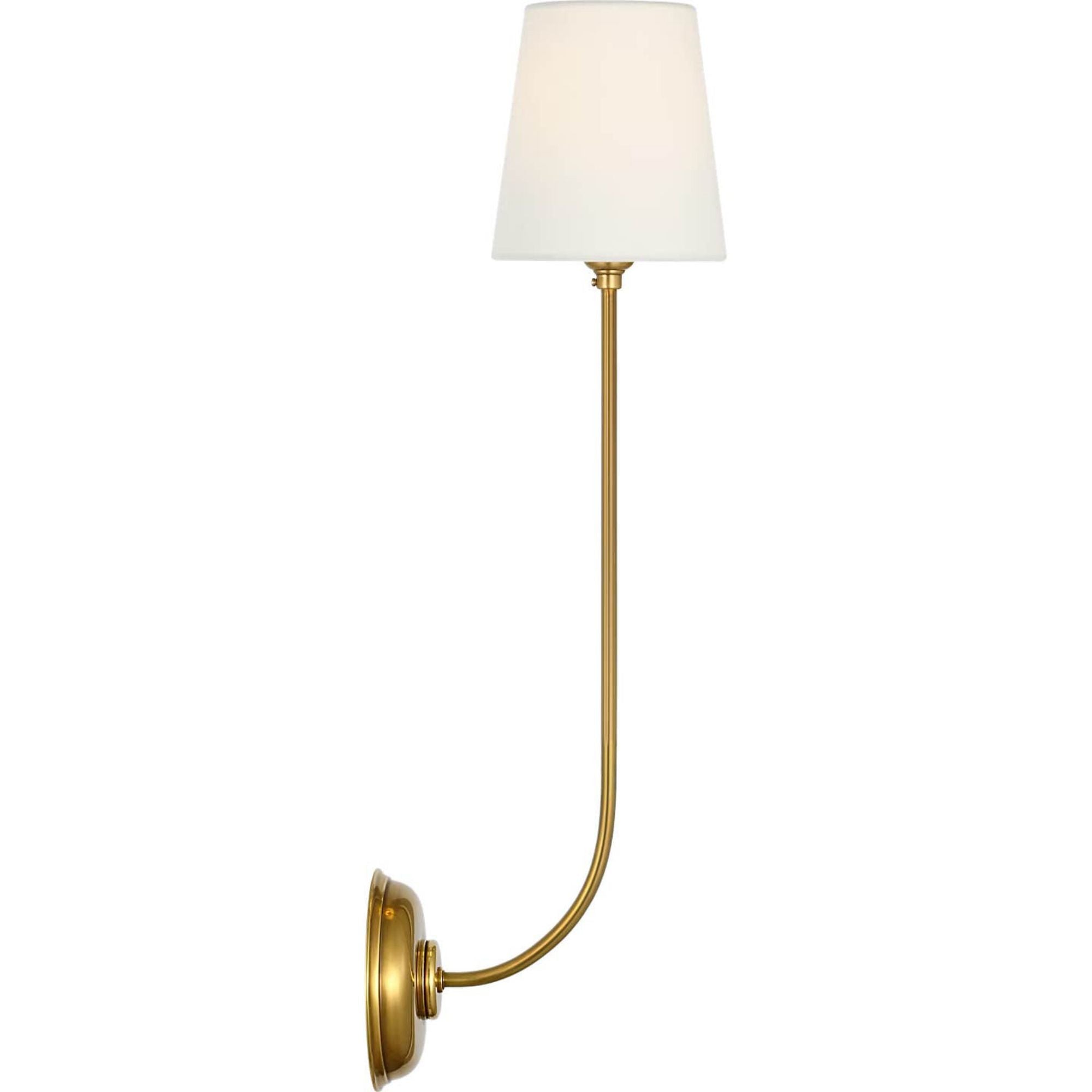 Thomas O'Brien Vendome 26" Single Sconce in Hand-Rubbed Antique Brass with Linen Shade W5.5" x H25.75" x E8.25"