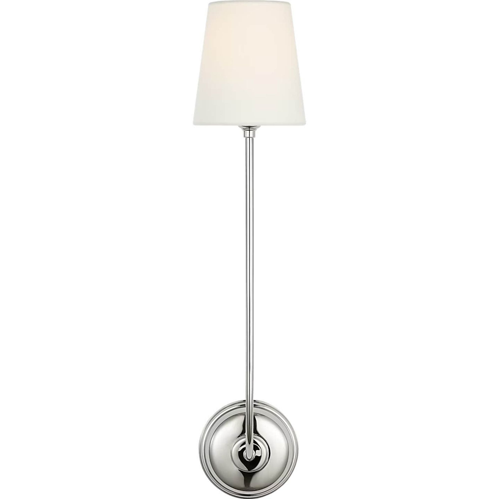 Thomas O'Brien Vendome 26" Single Sconce in Polished Nickel with Linen Shade W5.5" x H25.75" x E8.25"