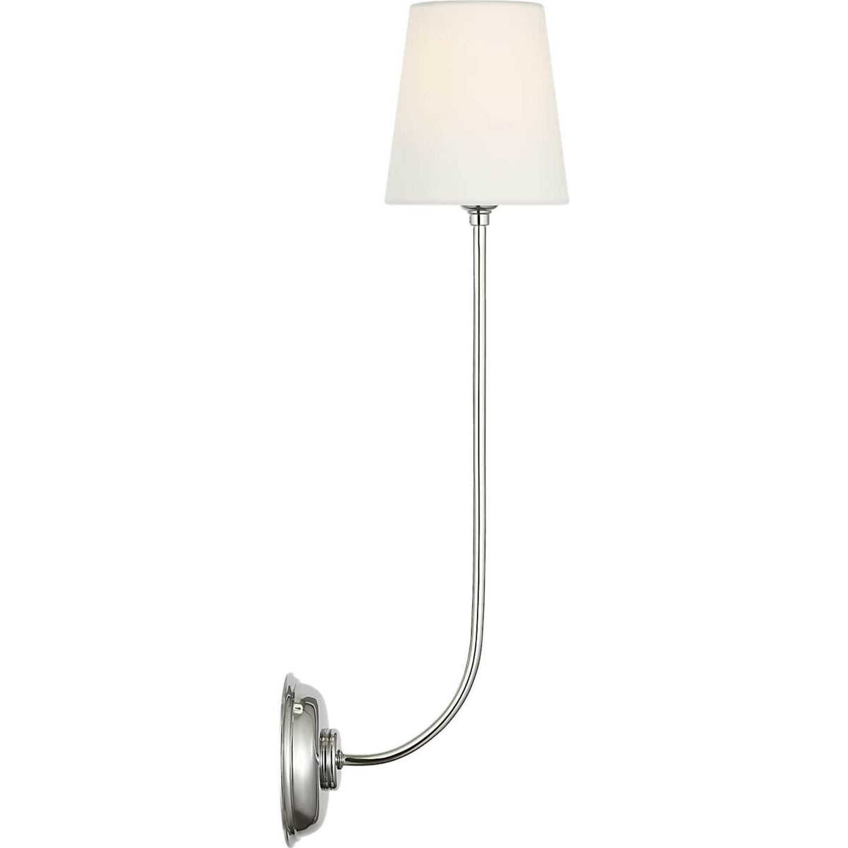 Thomas O'Brien Vendome 26" Single Sconce in Polished Nickel with Linen Shade W5.5" x H25.75" x E8.25"