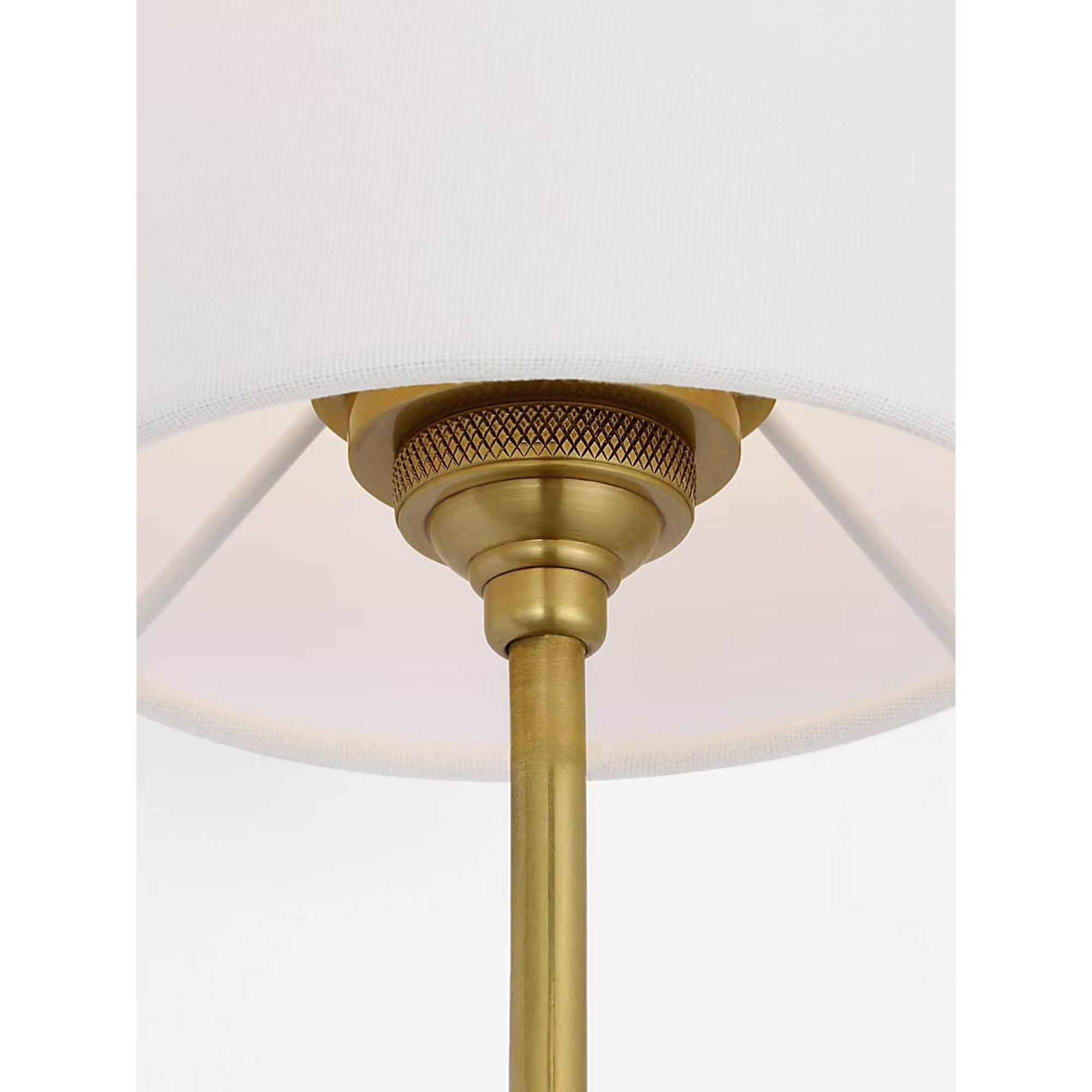 Thomas O'Brien Vendome 26" Single Cordless Sconce in Hand-Rubbed Antique Brass with Linen Shade W5.5" x H26.25" x E8.25"
