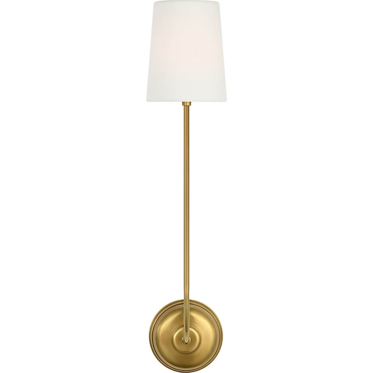 Thomas O'Brien Vendome 26" Single Cordless Sconce in Hand-Rubbed Antique Brass with Linen Shade W5.5" x H26.25" x E8.25"