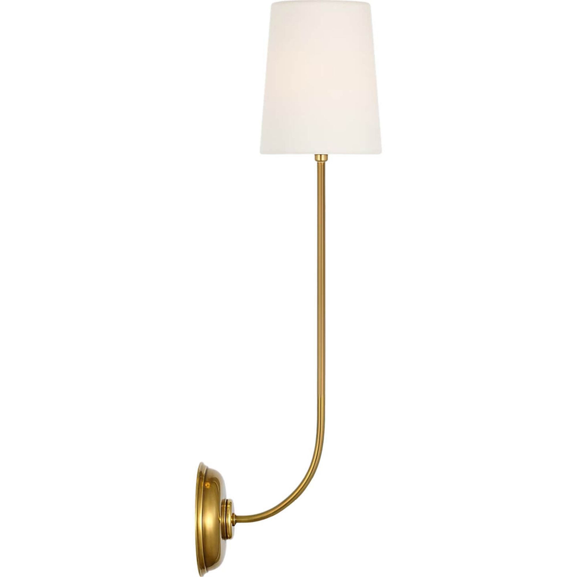 Thomas O'Brien Vendome 26" Single Cordless Sconce in Hand-Rubbed Antique Brass with Linen Shade W5.5" x H26.25" x E8.25"
