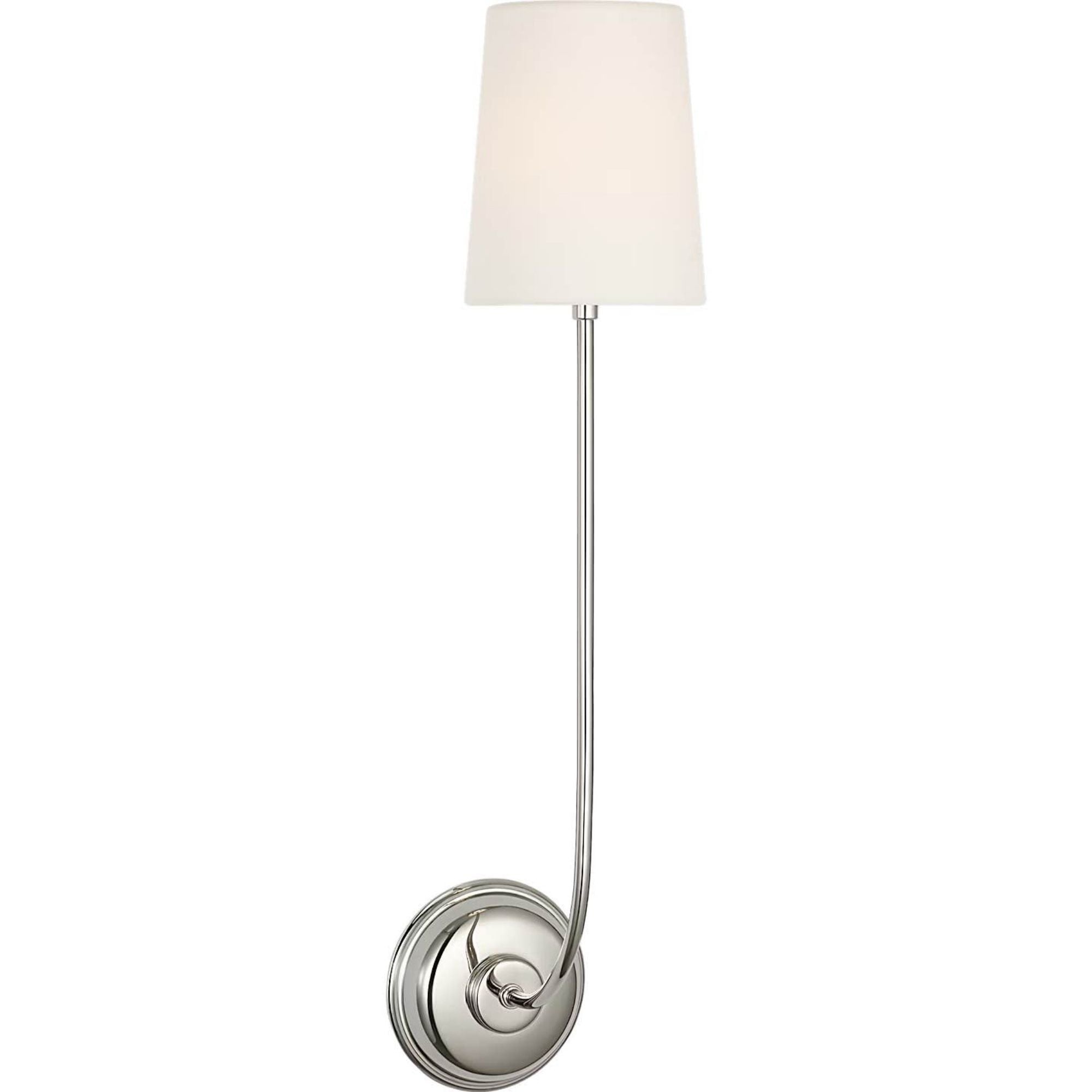 Thomas O'Brien Vendome 26" Single Cordless Sconce in Polished Nickel with Linen Shade W5.5" x H26.25" x E8.25"