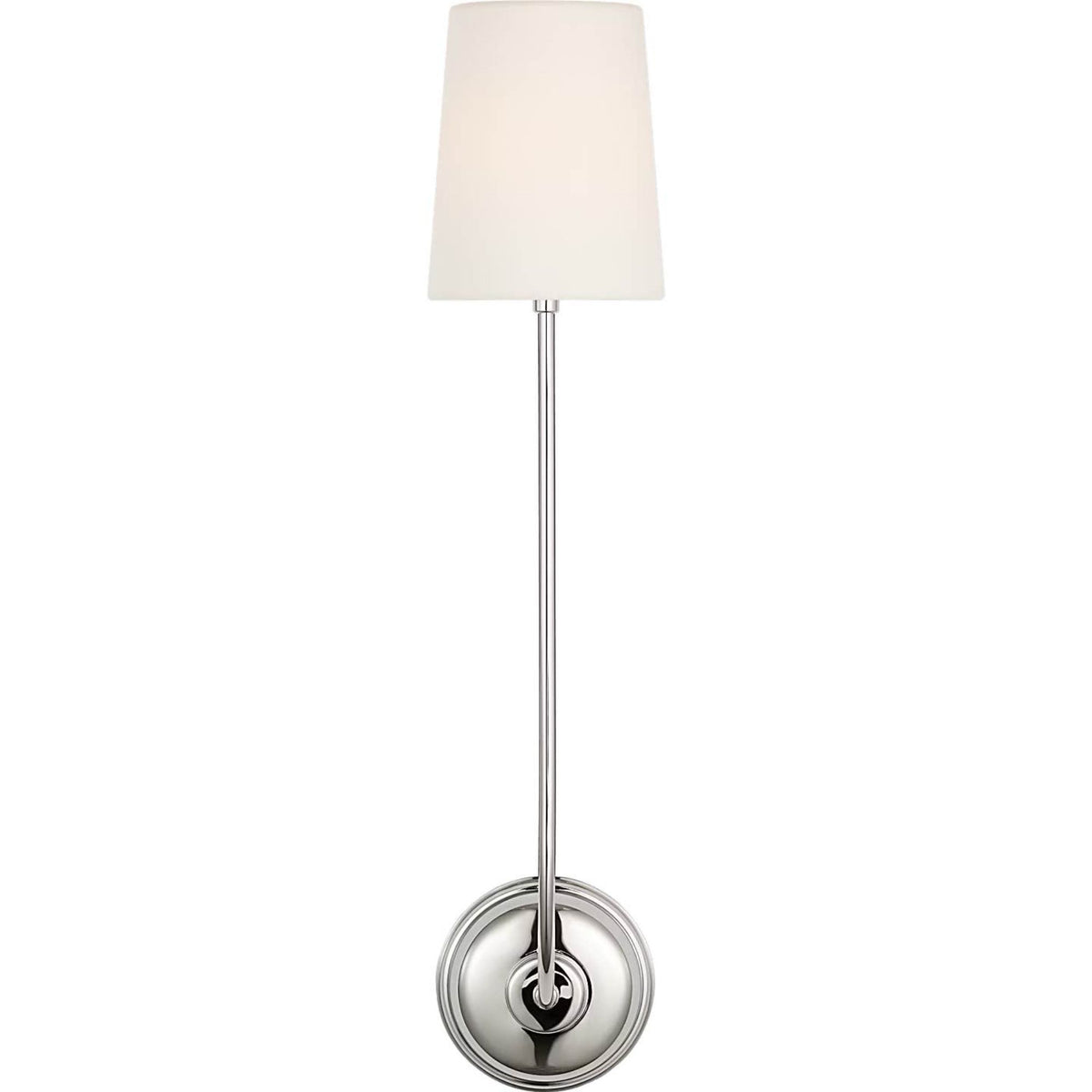 Thomas O'Brien Vendome 26" Single Cordless Sconce in Polished Nickel with Linen Shade W5.5" x H26.25" x E8.25"
