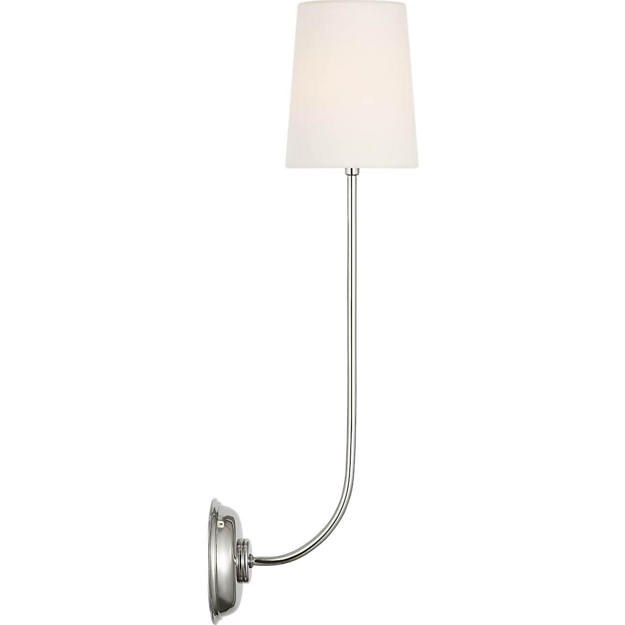 Thomas O'Brien Vendome 26" Single Cordless Sconce in Polished Nickel with Linen Shade W5.5" x H26.25" x E8.25"