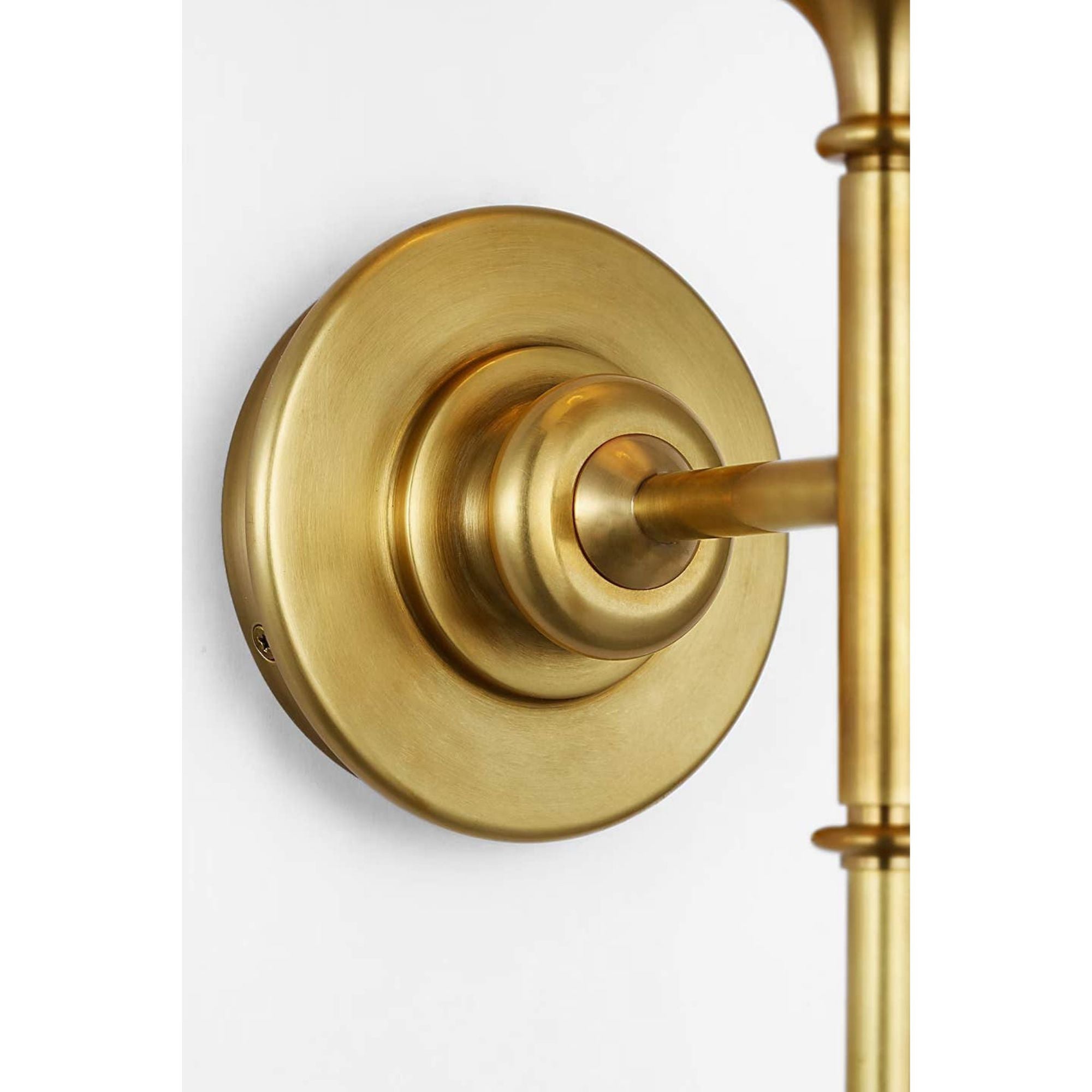 Thomas O'Brien Piaf Large Tail Sconce in Hand-Rubbed Antique Brass with Linen Shade W6.5" x H24.75" x E8.25"