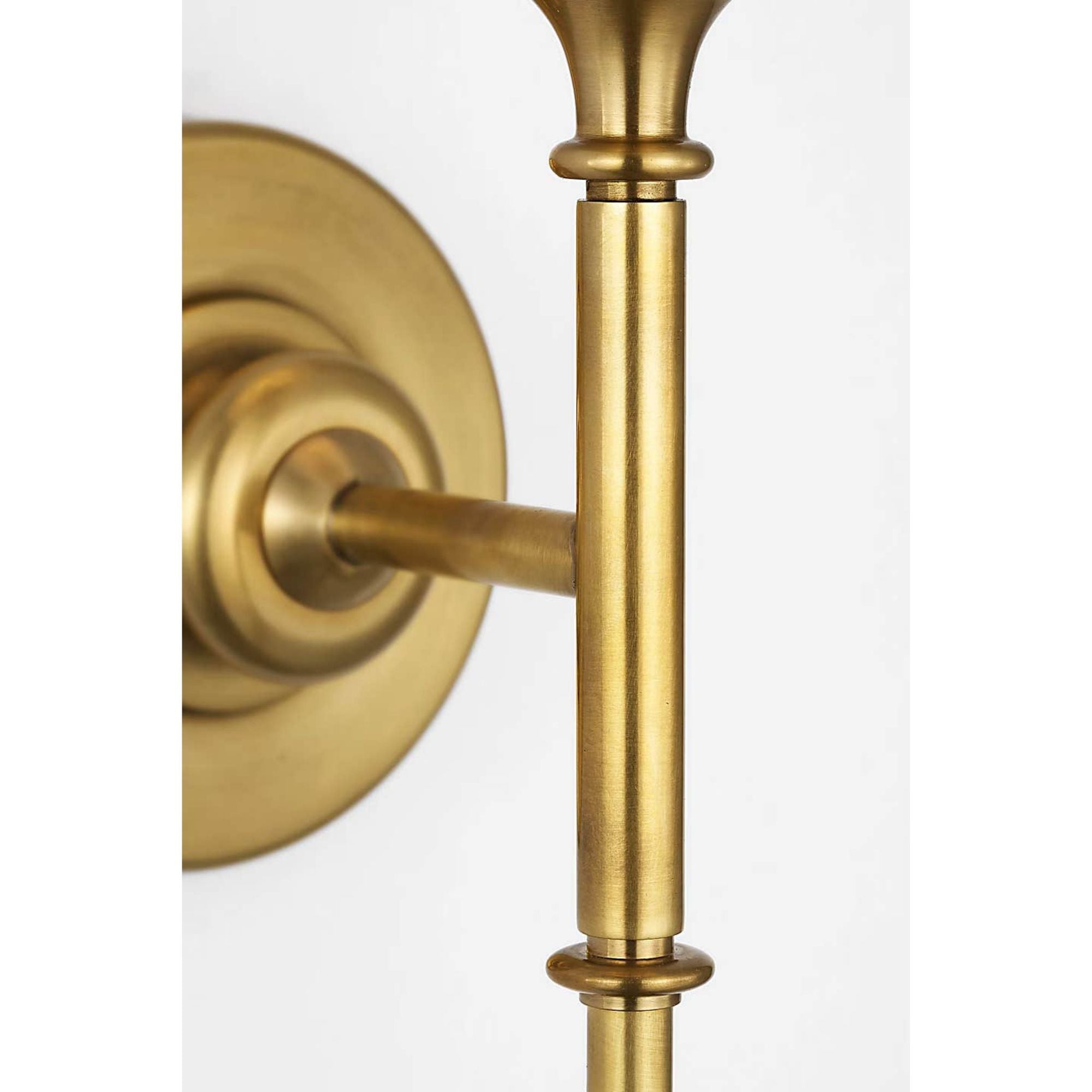 Thomas O'Brien Piaf Large Tail Sconce in Hand-Rubbed Antique Brass with Linen Shade W6.5" x H24.75" x E8.25"