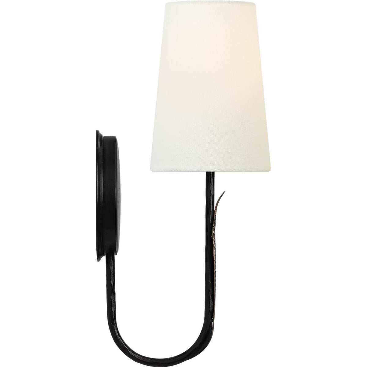 Thomas O'Brien Kairos 14" Single Sconce in Aged Iron and Roman Bronze with Linen Shade W5.25" x H14.25" x E6.75"