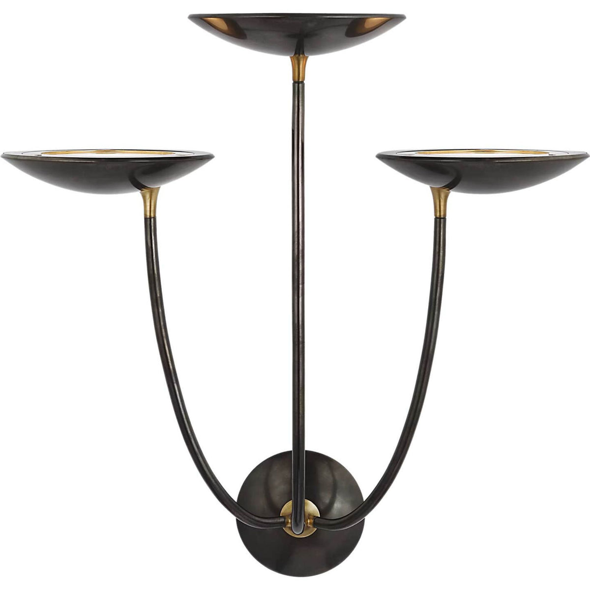 Thomas O'Brien Keira Large Triple Sconce in Bronze and Hand-Rubbed Antique Brass W22" x H23" x E13.25"
