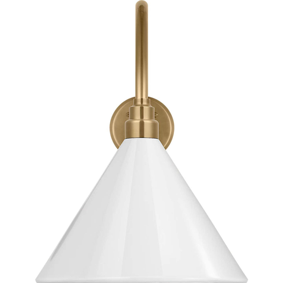 Thomas O'Brien Academy 23" Flynn Barn Light in Hand-Rubbed Antique Brass with 12.5" White Conical Savannah Shade W12.5" x H19.25" x E28.75"