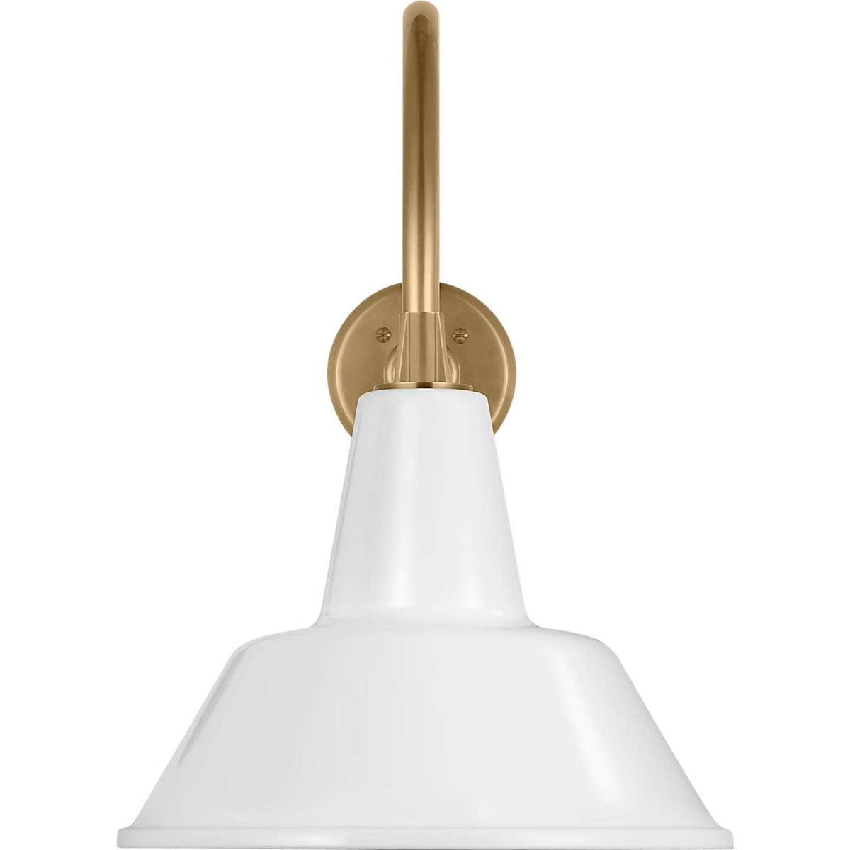Thomas O'Brien Academy 23" Flynn Barn Light in Hand-Rubbed Antique Brass with 12.5" White Bowers Shade W12.5" x H19" x E28.75"