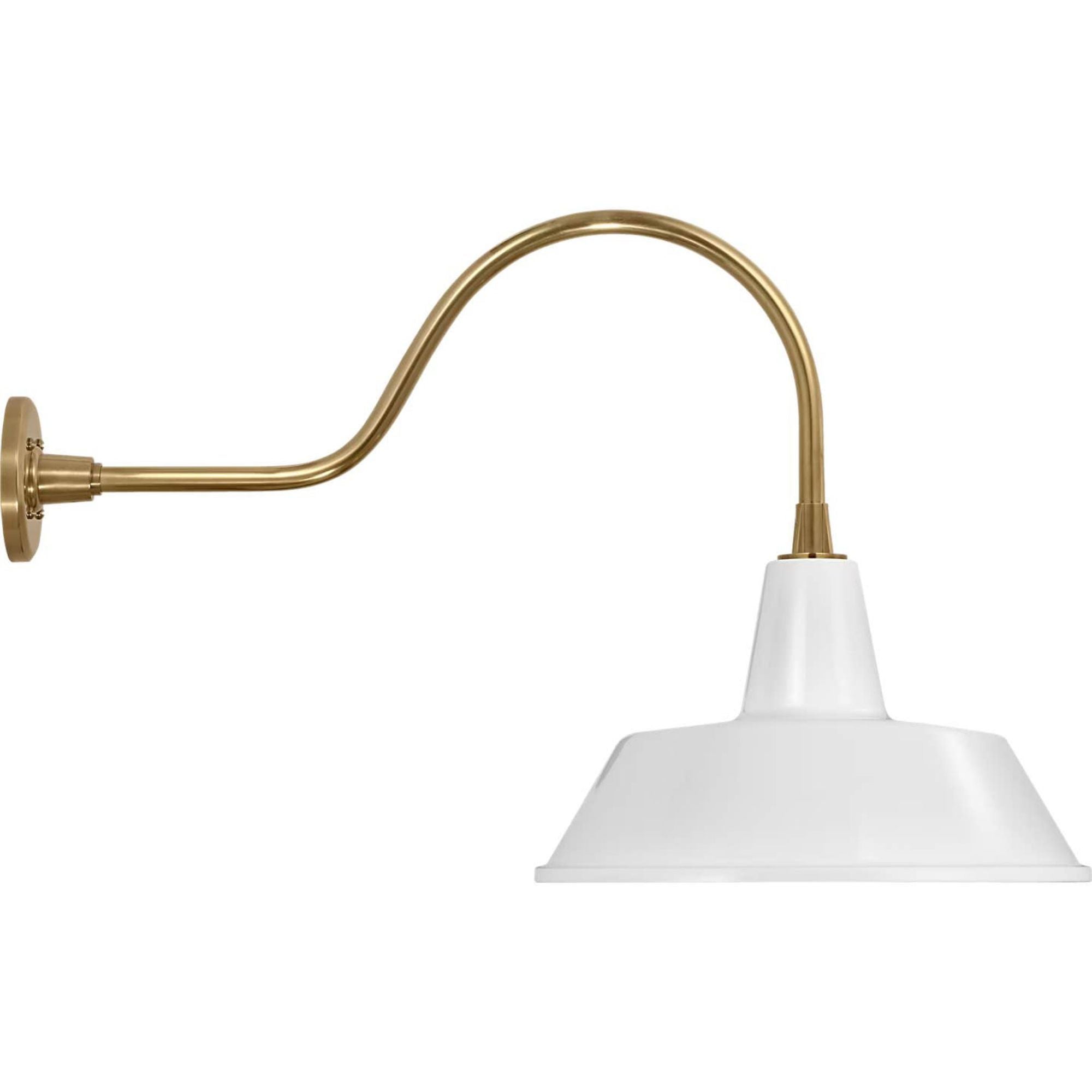 Thomas O'Brien Academy 23" Flynn Barn Light in Hand-Rubbed Antique Brass with 16" White Bowers Shade W16" x H19" x E30.75"