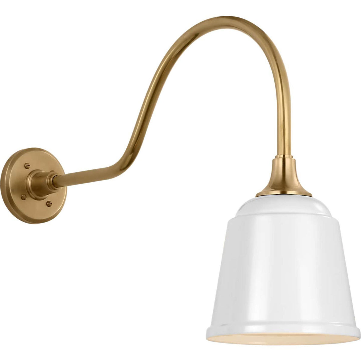 Thomas O'Brien Academy 23" Flynn Barn Light in Hand-Rubbed Antique Brass with 8" White Rockhouse Shade W8" x H18" x E26.5"