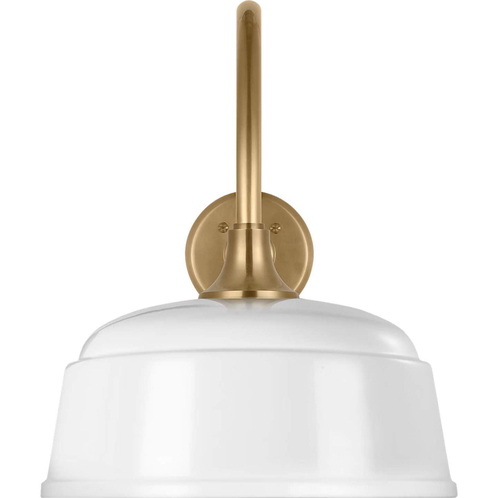 Thomas O'Brien Academy 23" Flynn Barn Light in Hand-Rubbed Antique Brass with 12.5" White Rockhouse Shade W12.5" x H16.5" x E28.75"