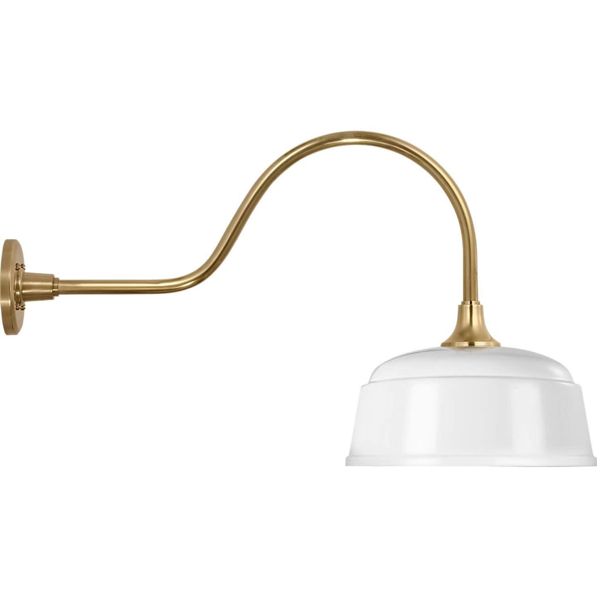 Thomas O'Brien Academy 23" Flynn Barn Light in Hand-Rubbed Antique Brass with 12.5" White Rockhouse Shade W12.5" x H16.5" x E28.75"