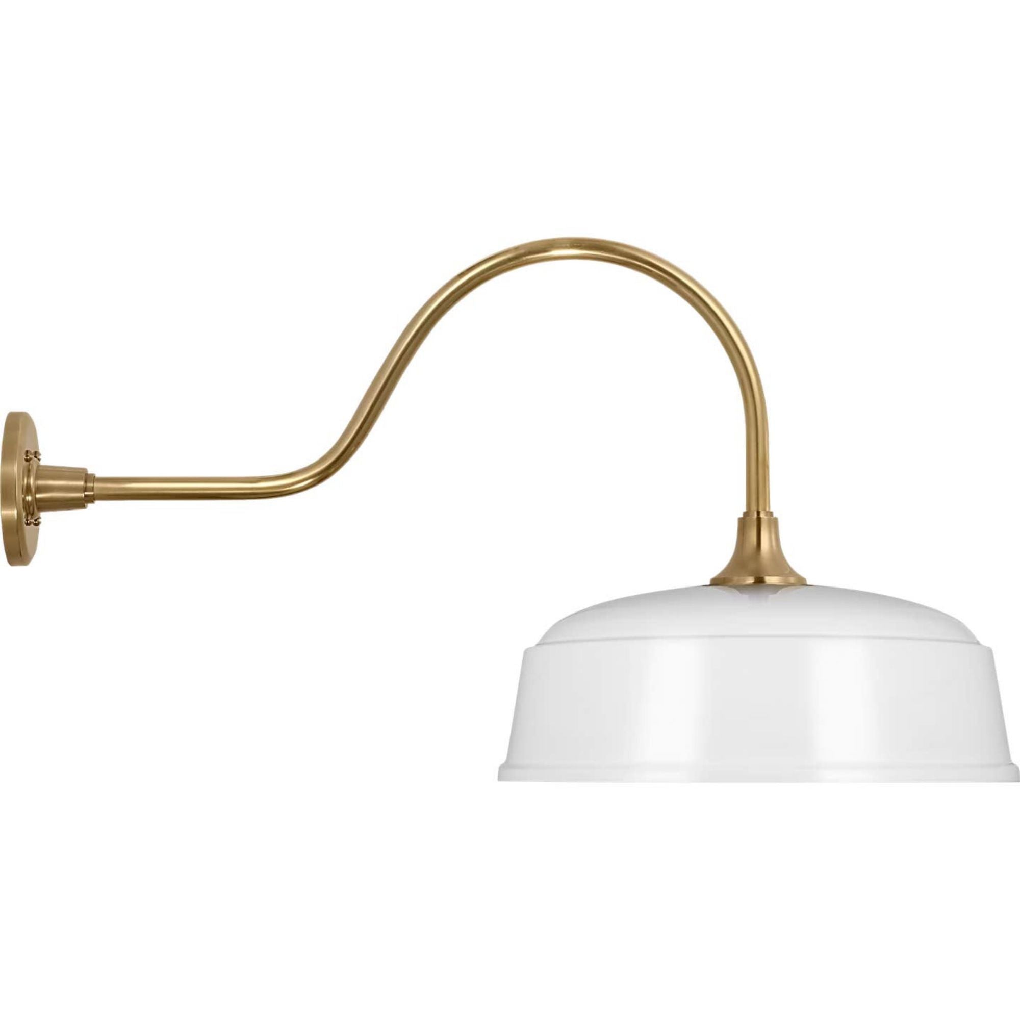 Thomas O'Brien Academy 23" Flynn Barn Light in Hand-Rubbed Antique Brass with 16" White Rockhouse Shade W16" x H16.5" x E30.5"