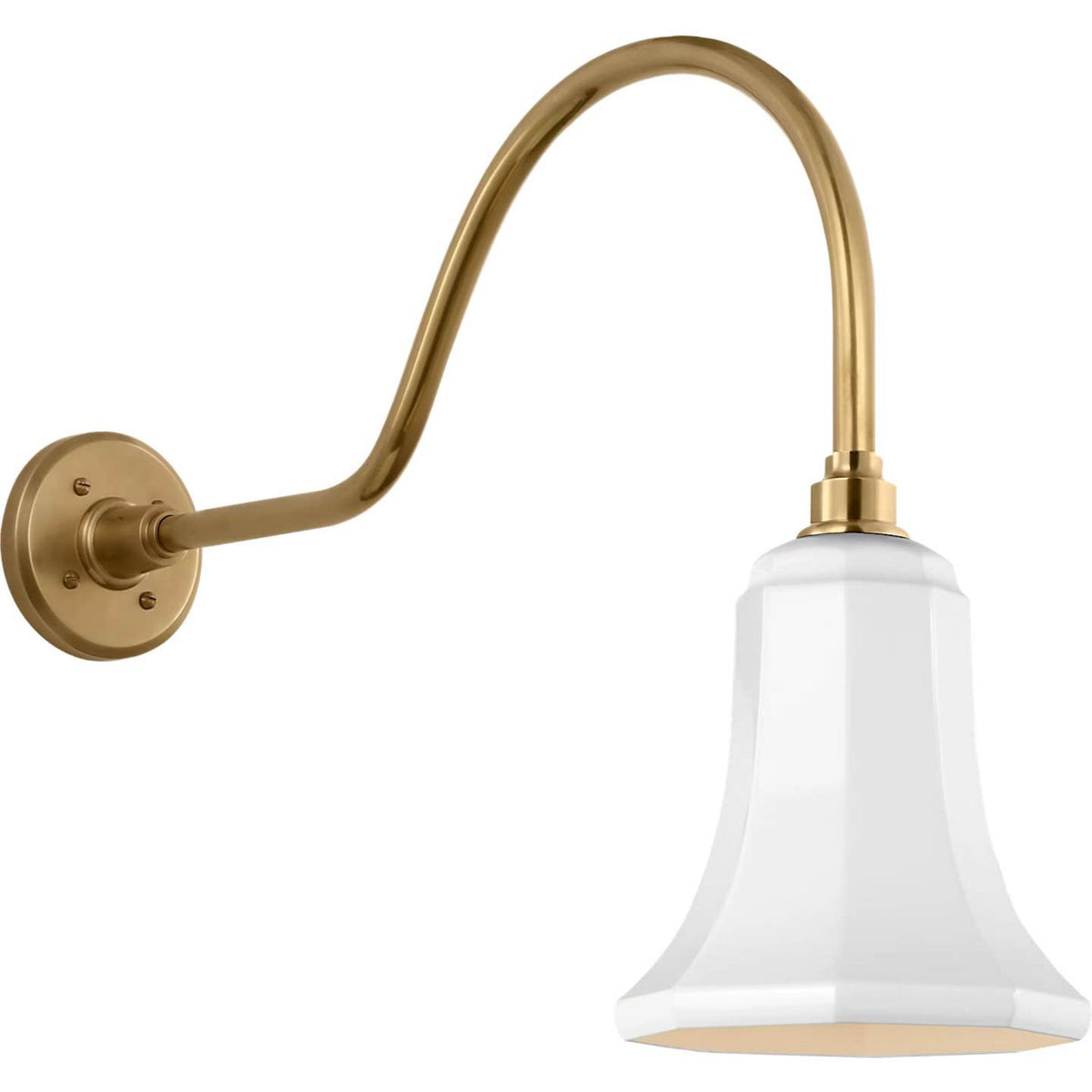 Thomas O'Brien Academy 23" Flynn Barn Light in Hand-Rubbed Antique Brass with 7.5" White Savannah Shade W7.5" x H18.5" x E26.25"