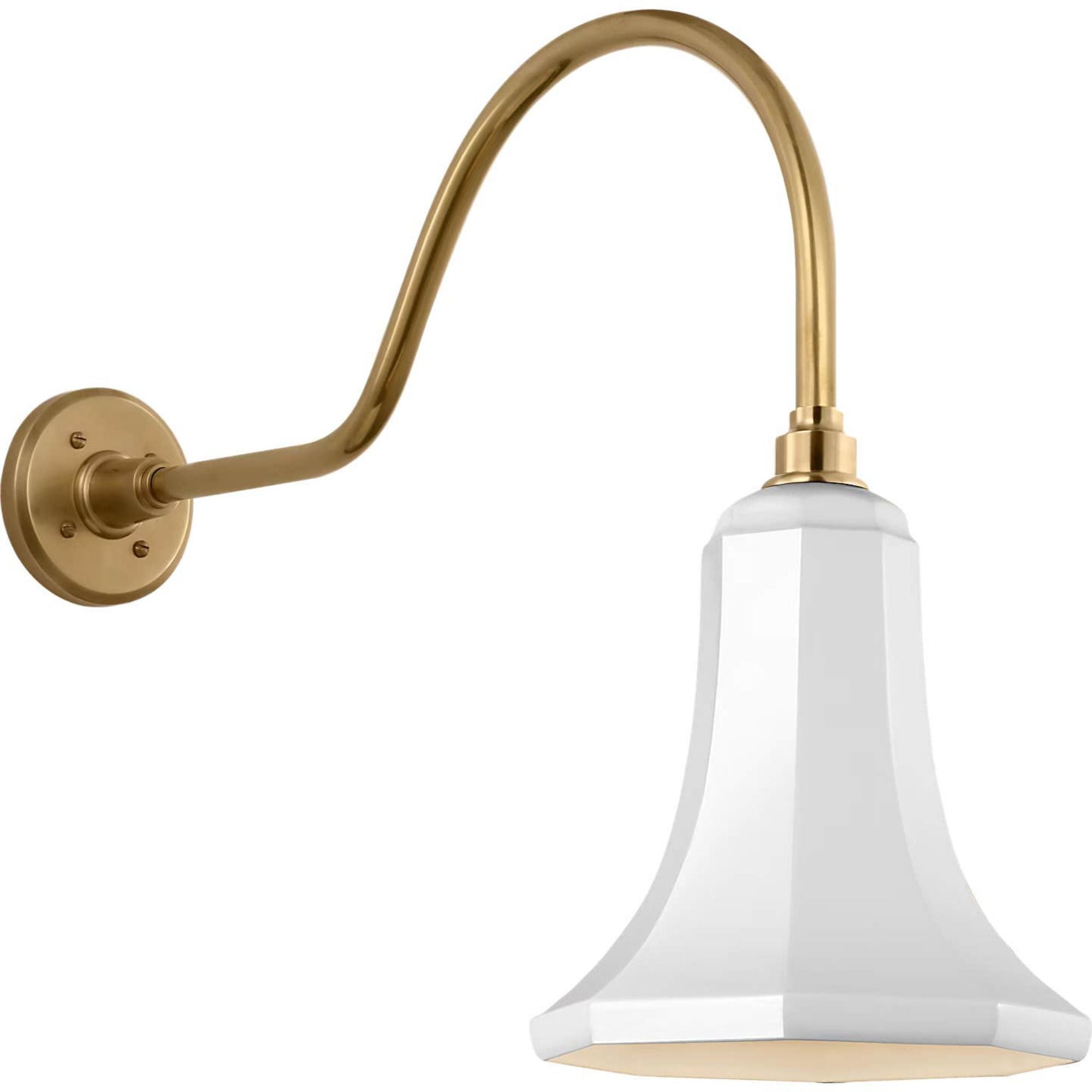 Thomas O'Brien Academy 23" Flynn Barn Light in Hand-Rubbed Antique Brass with 9.25" White Savannah Shade W9.25" x H20.25" x E27.25"