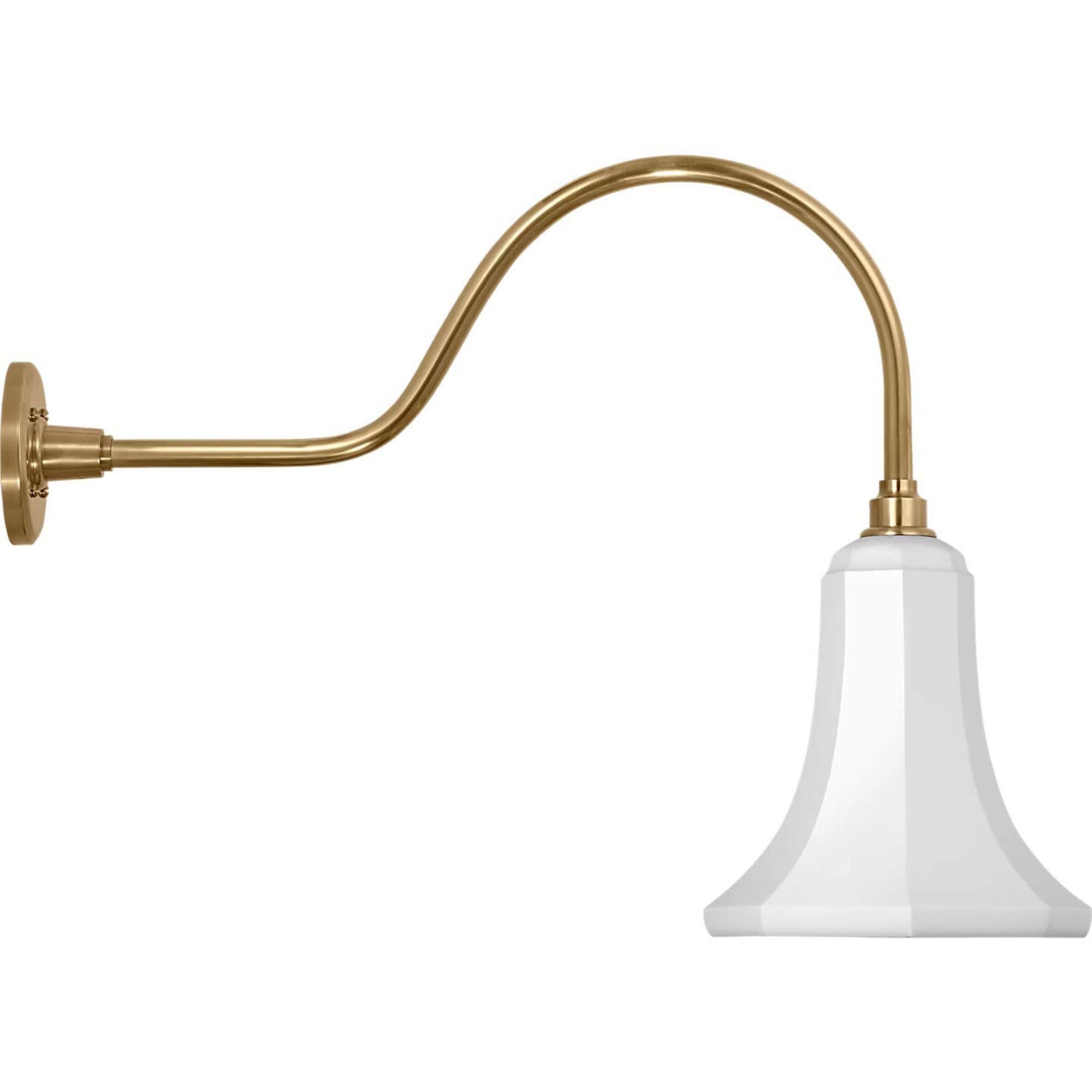 Thomas O'Brien Academy 23" Flynn Barn Light in Hand-Rubbed Antique Brass with 9.25" White Savannah Shade W9.25" x H20.25" x E27.25"