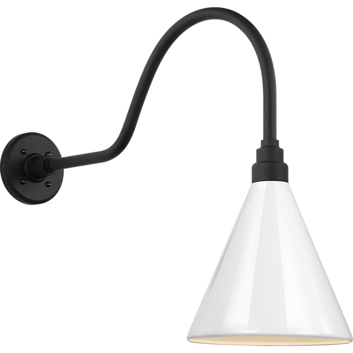 Thomas O'Brien Academy 23" Flynn Barn Light in Matte Black with 9" White Conical Savannah Shade W9" x H19.25" x E27"