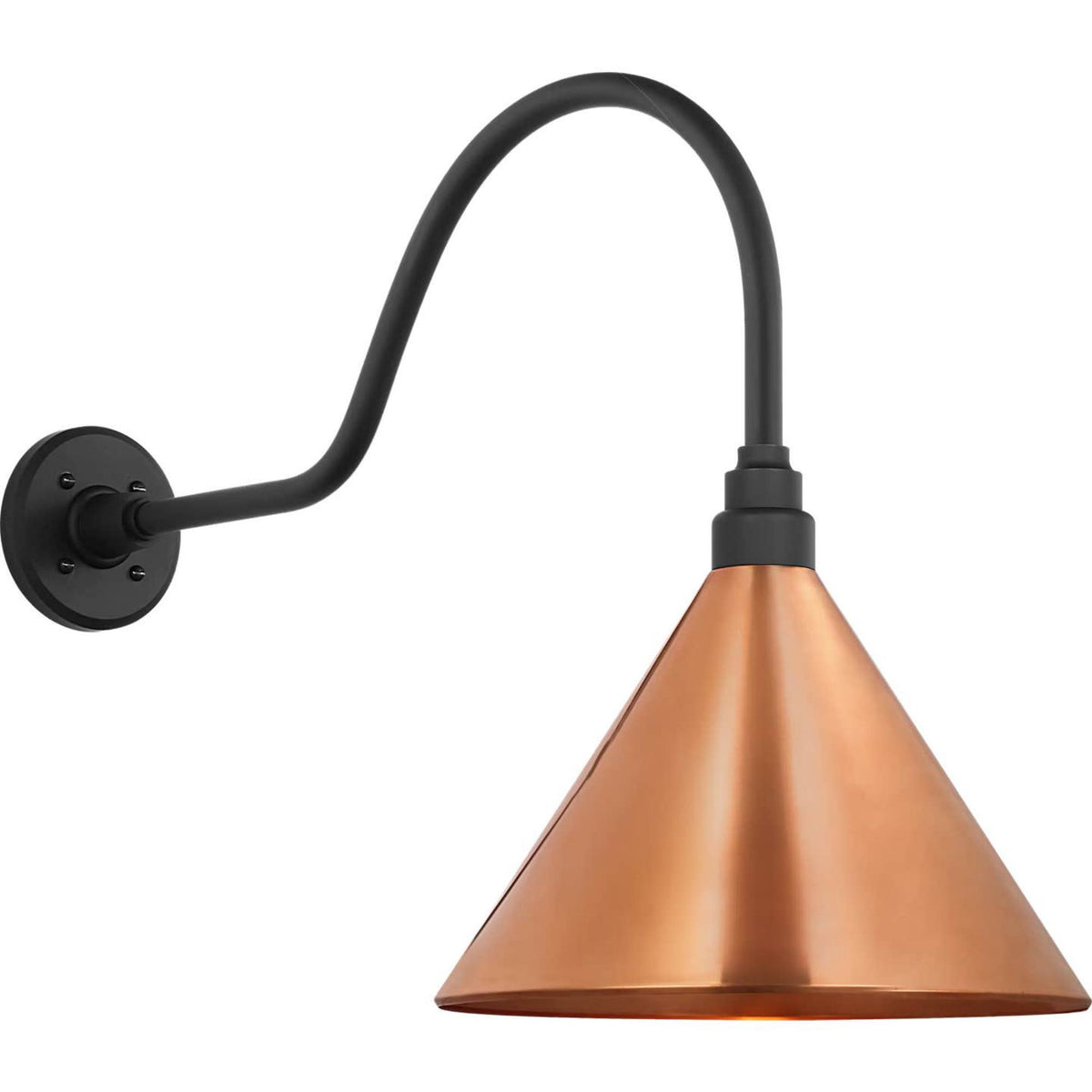 Thomas O'Brien Academy 23" Flynn Barn Light in Matte Black with 12.5" Soft Copper Conical Savannah Shade W12.5" x H19.25" x E28.75"