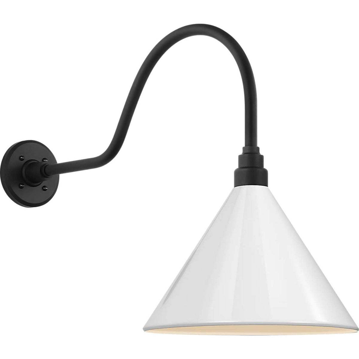 Thomas O'Brien Academy 23" Flynn Barn Light in Matte Black with 12.5" White Conical Savannah Shade W12.5" x H19.25" x E28.75"