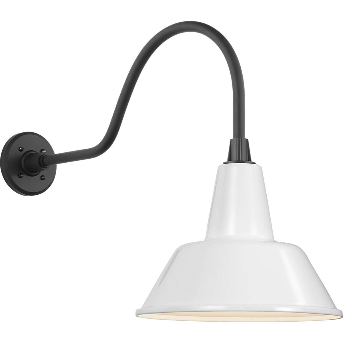 Thomas O'Brien Academy 23" Flynn Barn Light in Matte Black with 12.5" White Bowers Shade W12.5" x H19" x E28.75"