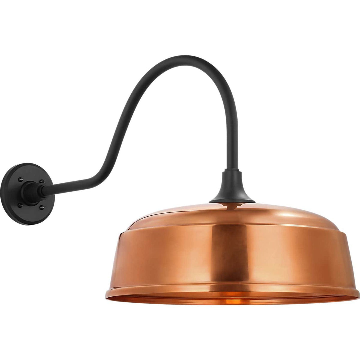 Thomas O'Brien Academy 23" Flynn Barn Light in Matte Black with 16" Soft Copper Rockhouse Shade W16" x H16.5" x E30.5"