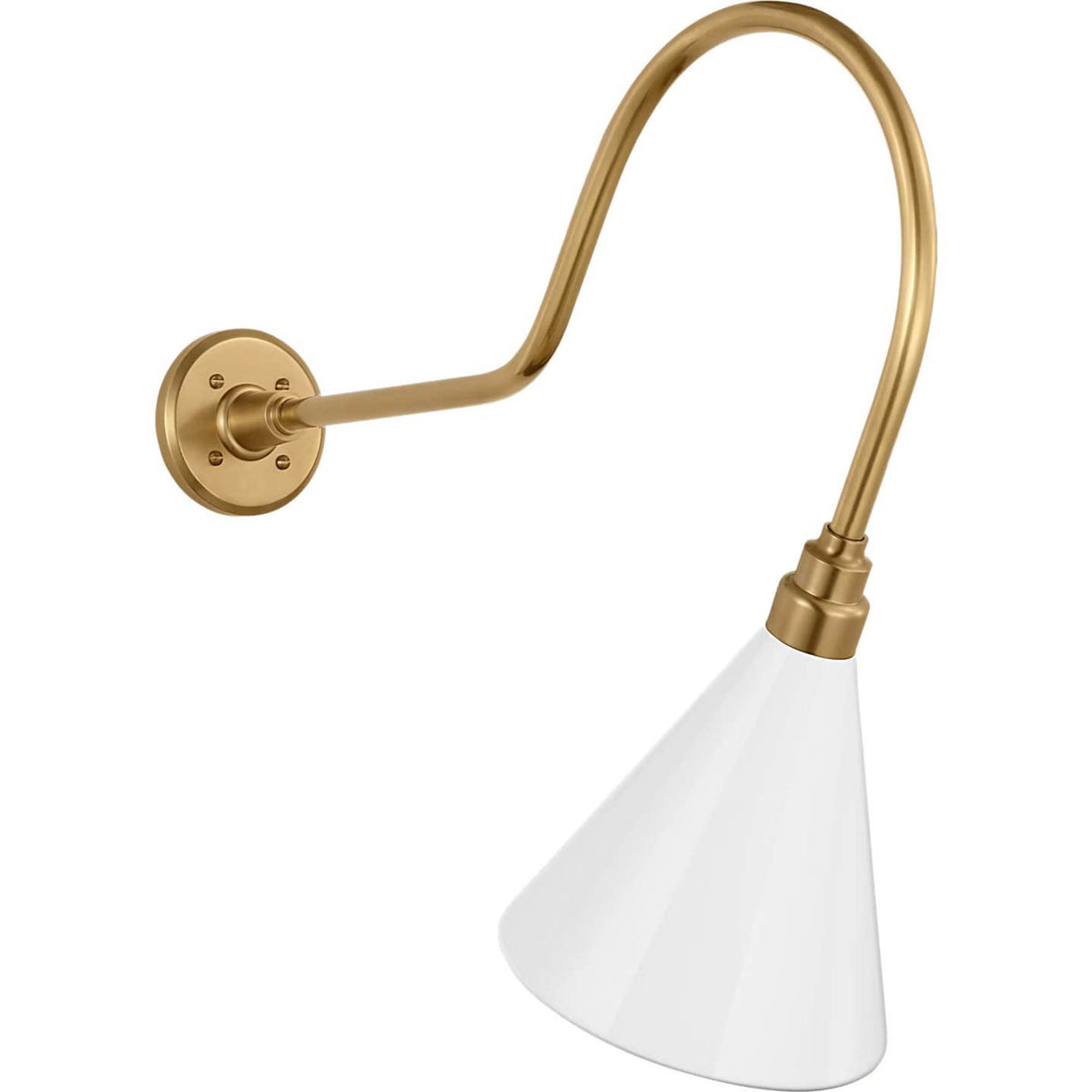 Thomas O'Brien Academy 26" Angled Flynn Barn Light in Hand-Rubbed Antique Brass with 9" White Conical Savannah Shade W9" x H23.25" x E26"