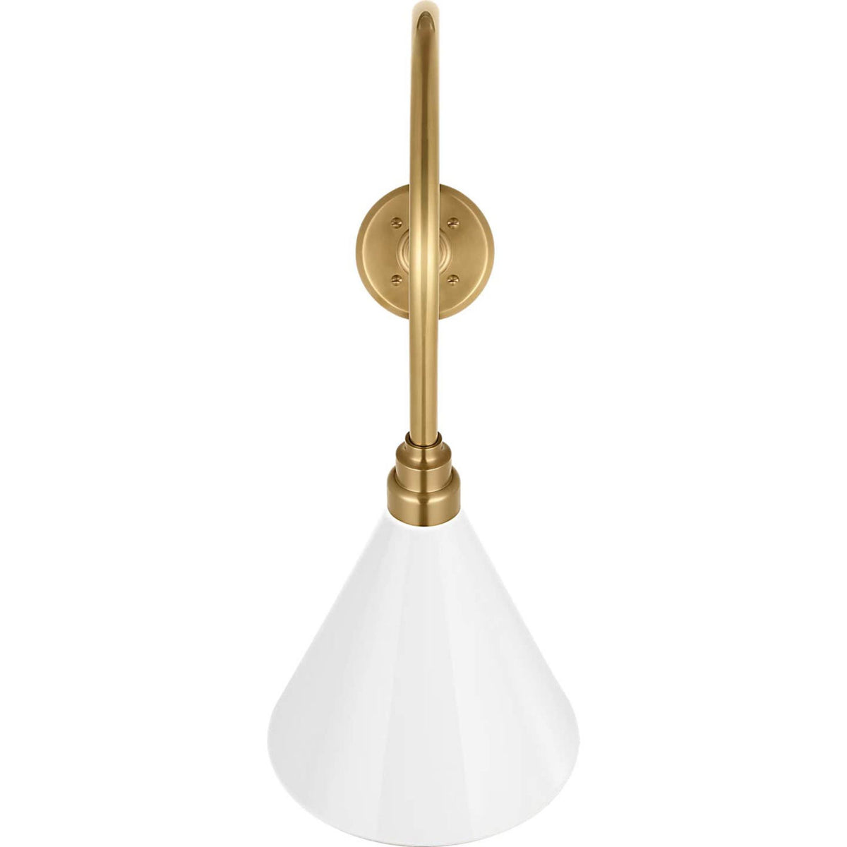 Thomas O'Brien Academy 26" Angled Flynn Barn Light in Hand-Rubbed Antique Brass with 9" White Conical Savannah Shade W9" x H23.25" x E26"