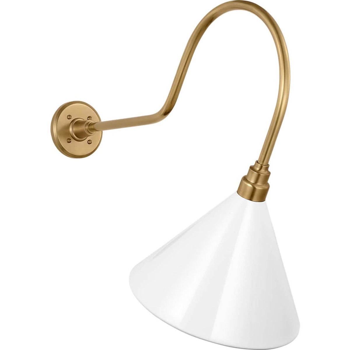 Thomas O'Brien Academy 26" Angled Flynn Barn Light in Hand-Rubbed Antique Brass with 12.5" White Conical Savannah Shade W12.5" x H24.25" x E26"