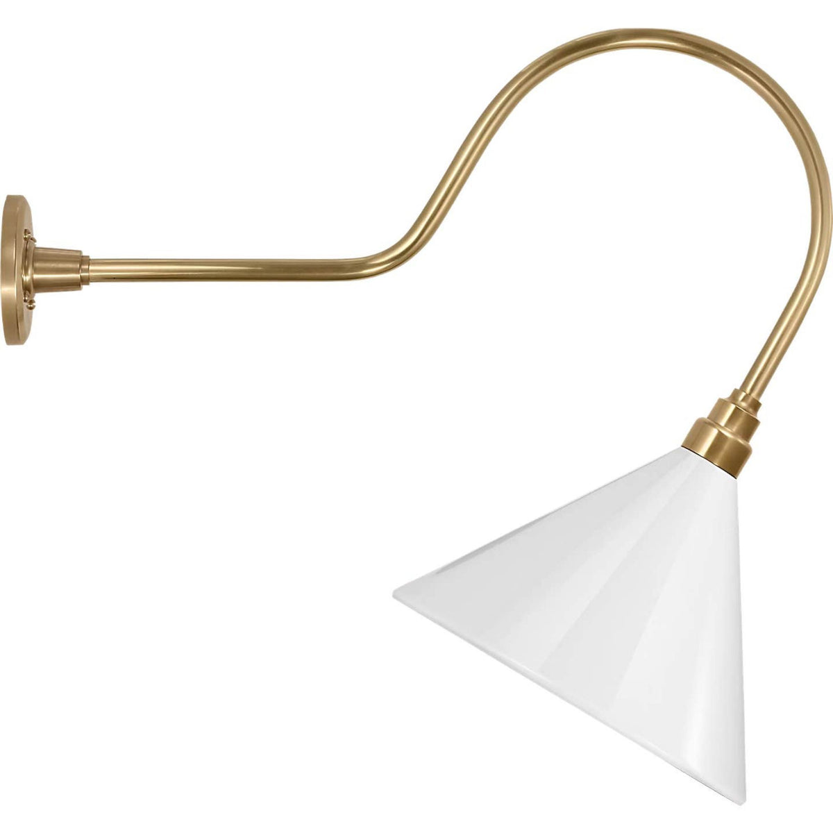 Thomas O'Brien Academy 26" Angled Flynn Barn Light in Hand-Rubbed Antique Brass with 12.5" White Conical Savannah Shade W12.5" x H24.25" x E26"
