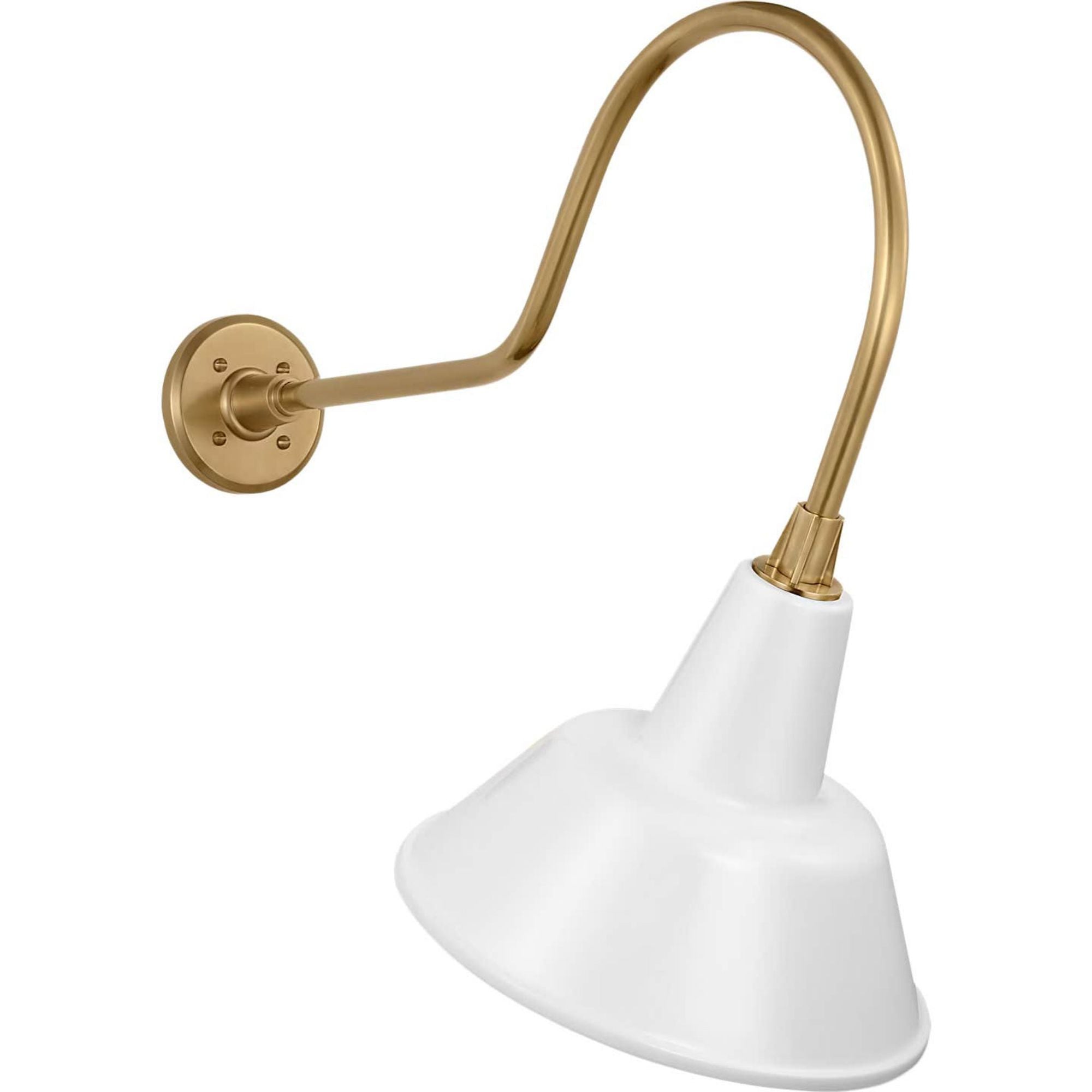 Thomas O'Brien Academy 26" Angled Flynn Barn Light in Hand-Rubbed Antique Brass with 12.5" White Bowers Shade W12.5" x H24" x E26"