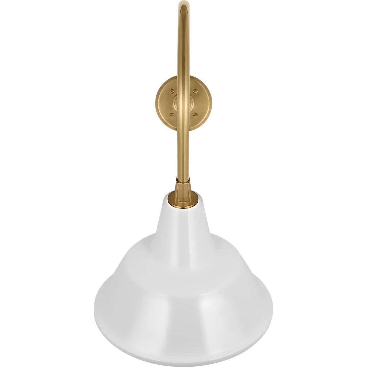 Thomas O'Brien Academy 26" Angled Flynn Barn Light in Hand-Rubbed Antique Brass with 12.5" White Bowers Shade W12.5" x H24" x E26"