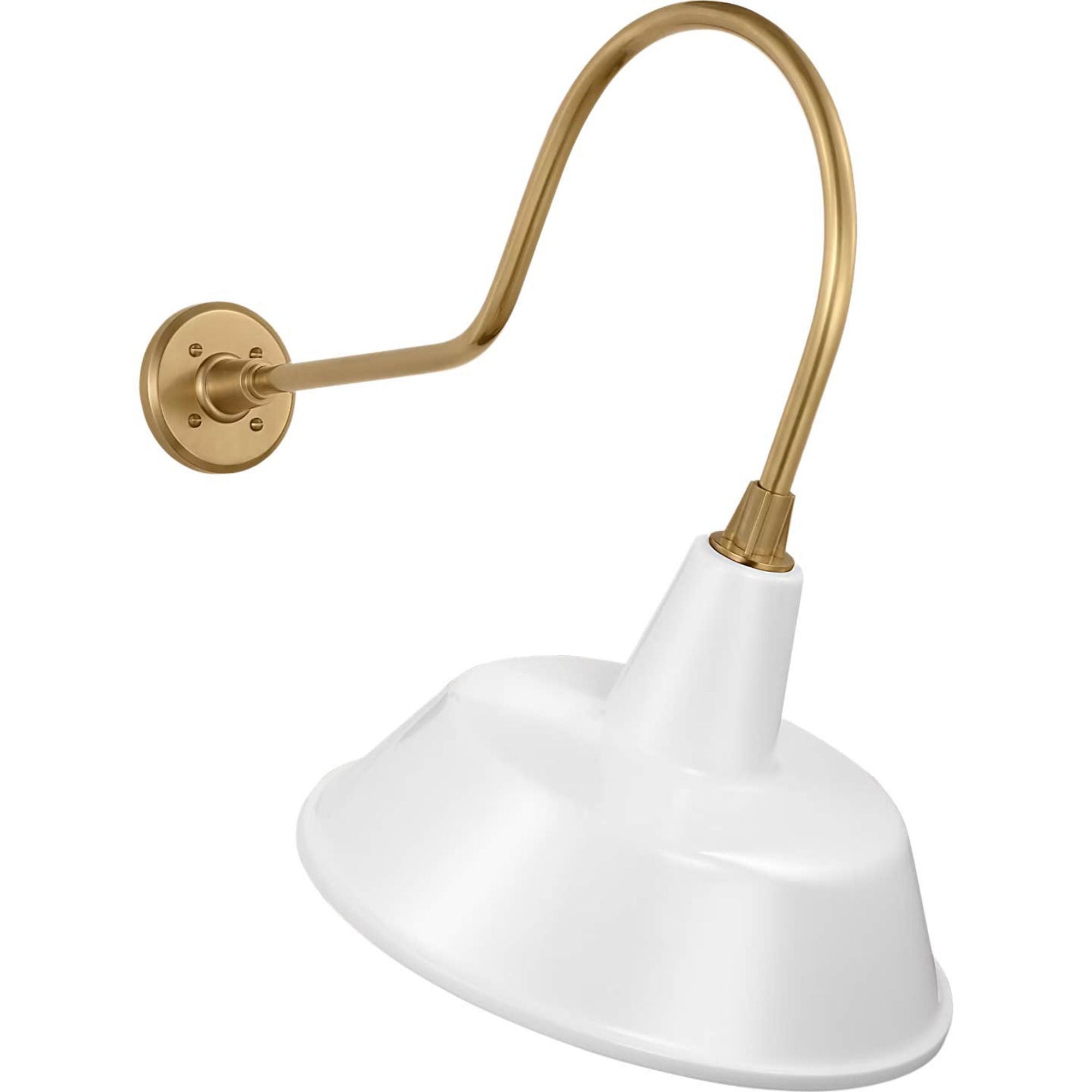 Thomas O'Brien Academy 26" Angled Flynn Barn Light in Hand-Rubbed Antique Brass with 16" White Bowers Shade W16" x H25" x E26"