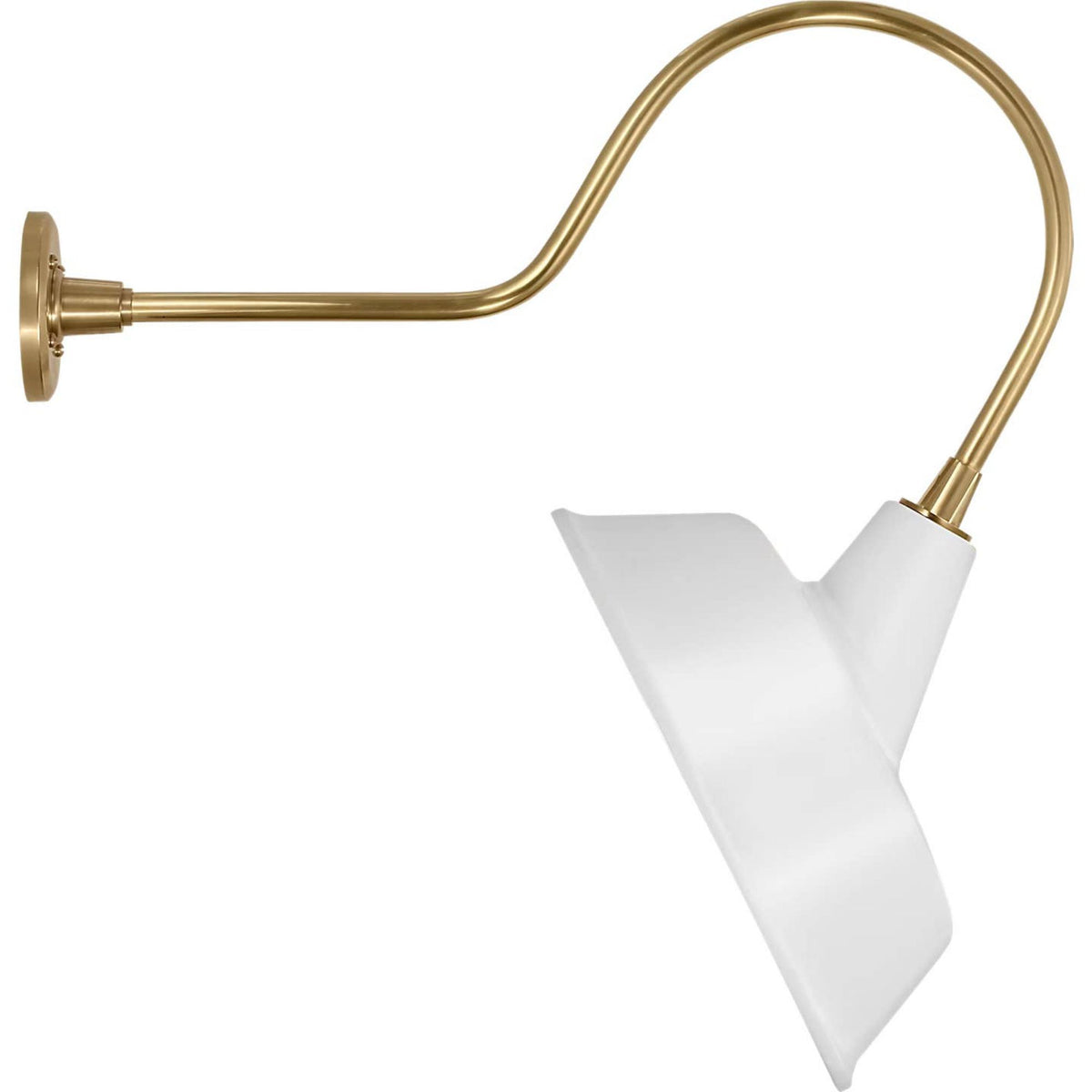 Thomas O'Brien Academy 26" Angled Flynn Barn Light in Hand-Rubbed Antique Brass with 16" White Tilted Bowers Shade W16" x H26.75" x E26"