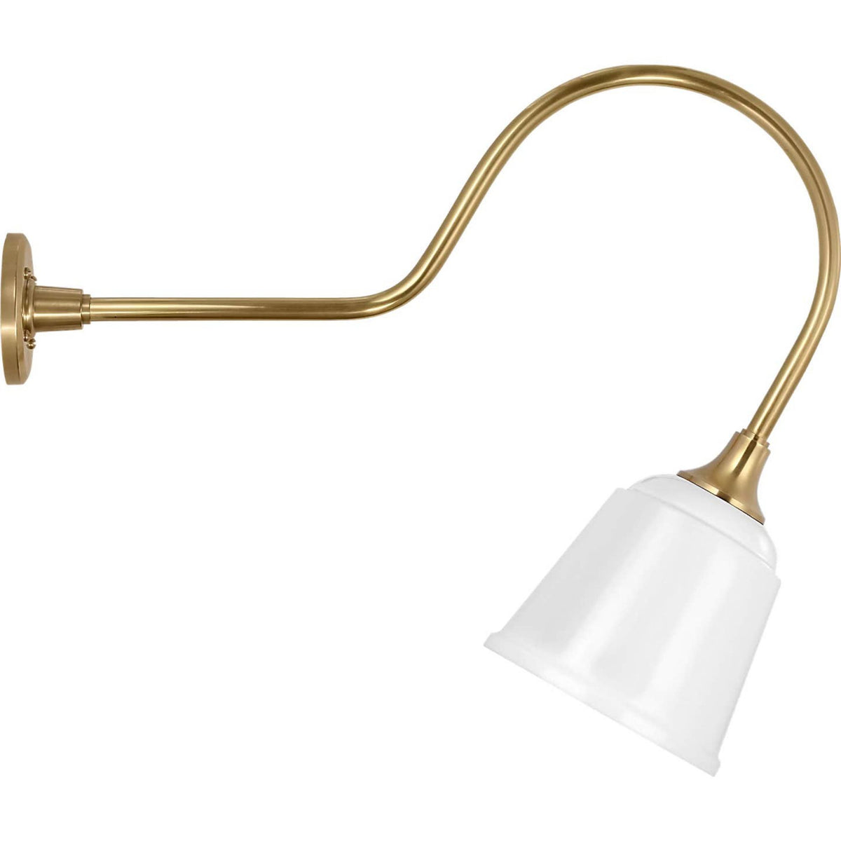 Thomas O'Brien Academy 26" Angled Flynn Barn Light in Hand-Rubbed Antique Brass with 8" White Rockhouse Shade W8" x H22" x E26"