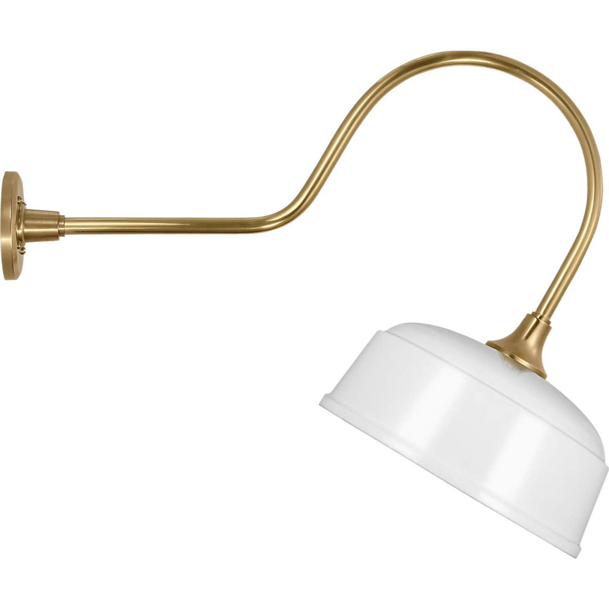 Thomas O'Brien Academy 26" Angled Flynn Barn Light in Hand-Rubbed Antique Brass with 12.5" White Rockhouse Shade W12.5" x H22" x E26"