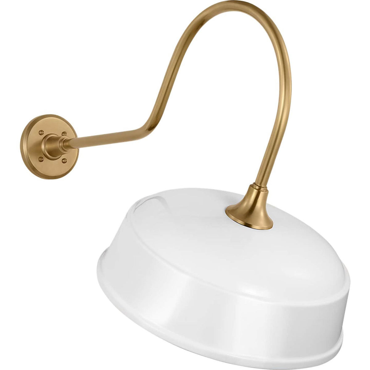 Thomas O'Brien Academy 26" Angled Flynn Barn Light in Hand-Rubbed Antique Brass with 16" White Rockhouse Shade W16" x H22.75" x E27.25"