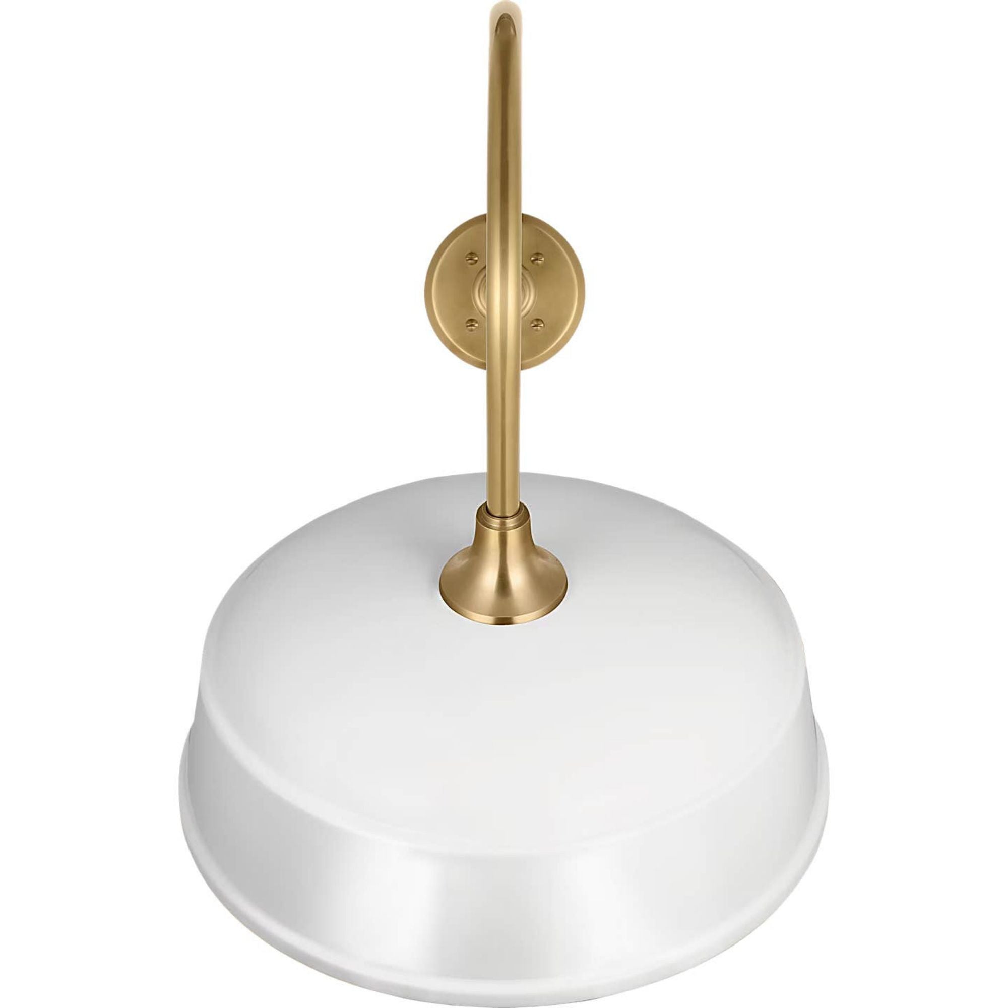Thomas O'Brien Academy 26" Angled Flynn Barn Light in Hand-Rubbed Antique Brass with 16" White Rockhouse Shade W16" x H22.75" x E27.25"