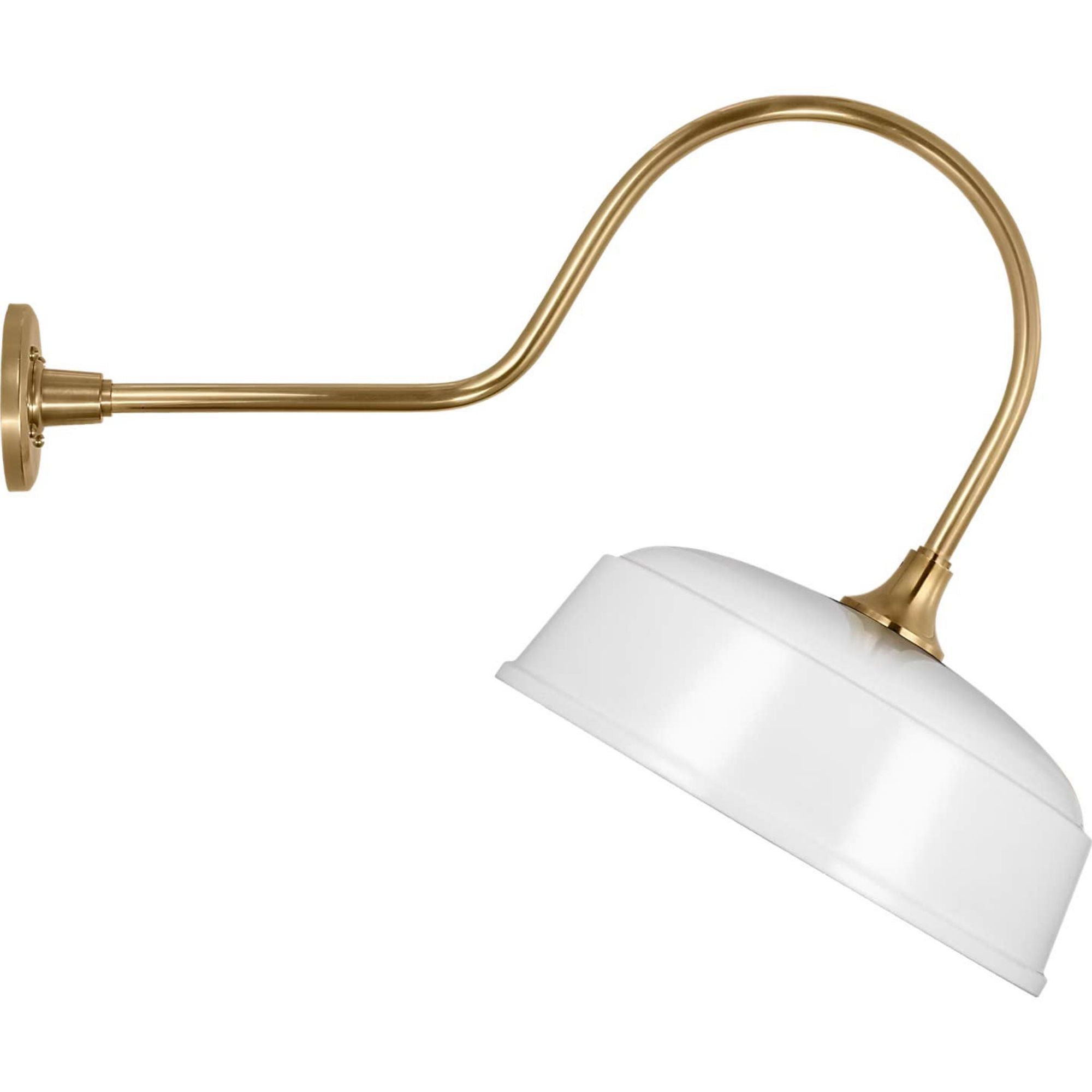 Thomas O'Brien Academy 26" Angled Flynn Barn Light in Hand-Rubbed Antique Brass with 16" White Rockhouse Shade W16" x H22.75" x E27.25"